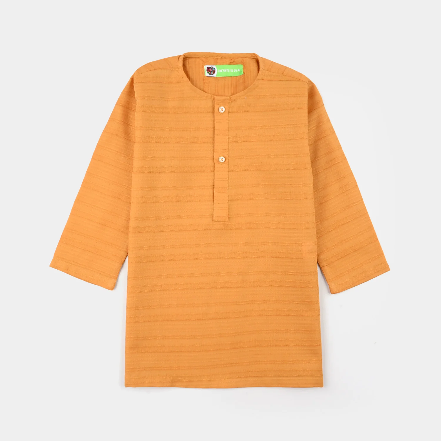 Infant Boys Cotton Jacquard Basic Kurta – Yellow