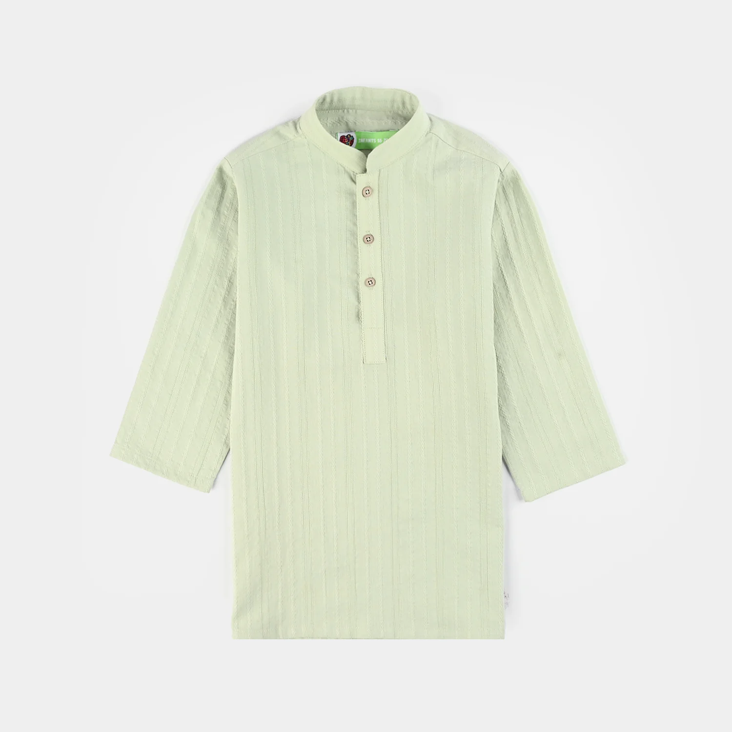 Infant Boys Cotton Jacquard Kurta (Dobby) - Green