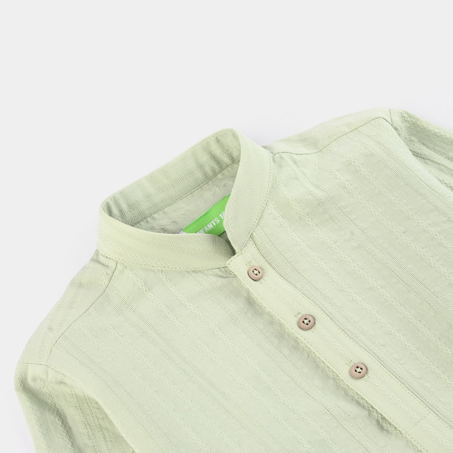 Infant Boys Cotton Jacquard Kurta (Dobby) - Green - Image 2