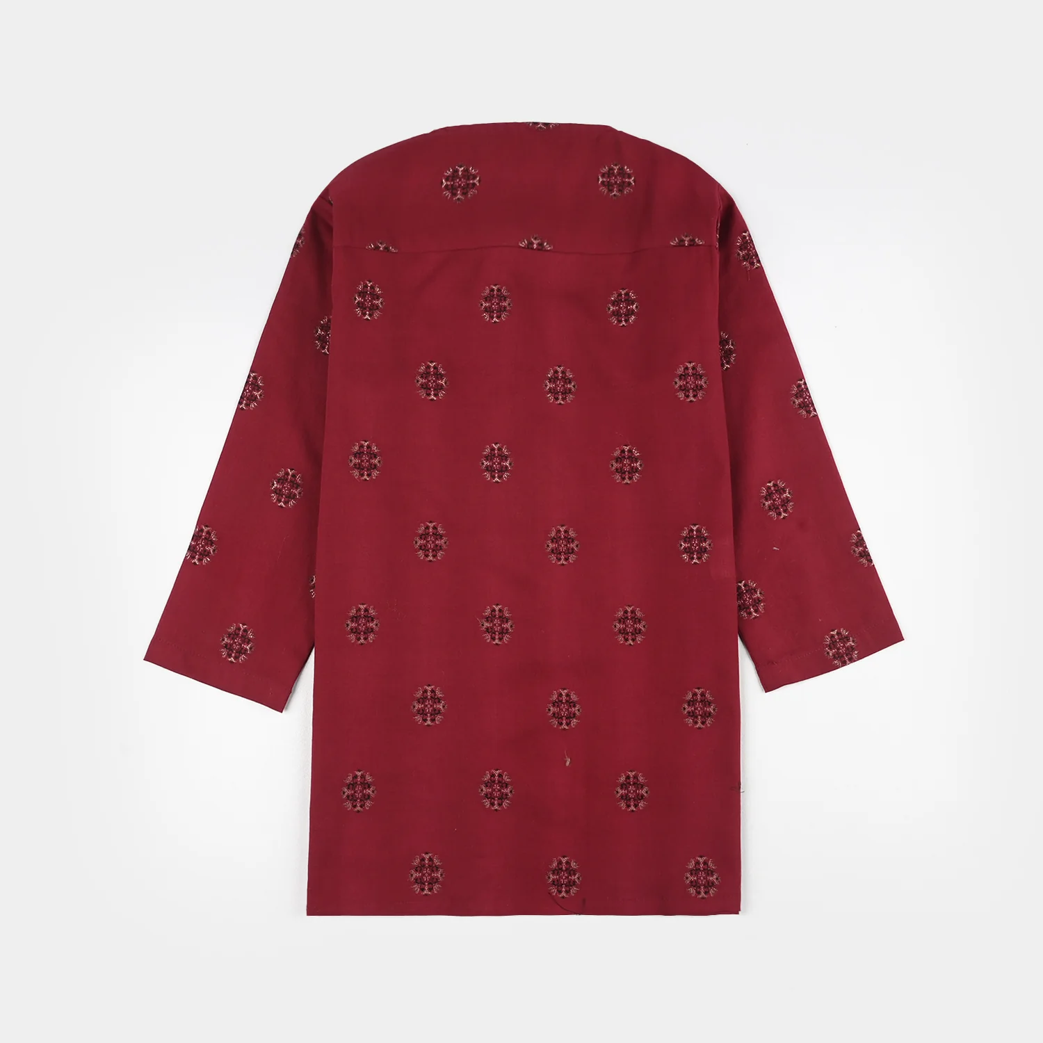 Infant Boys Cotton Jacquard Printed Kurta - Red - Image 5