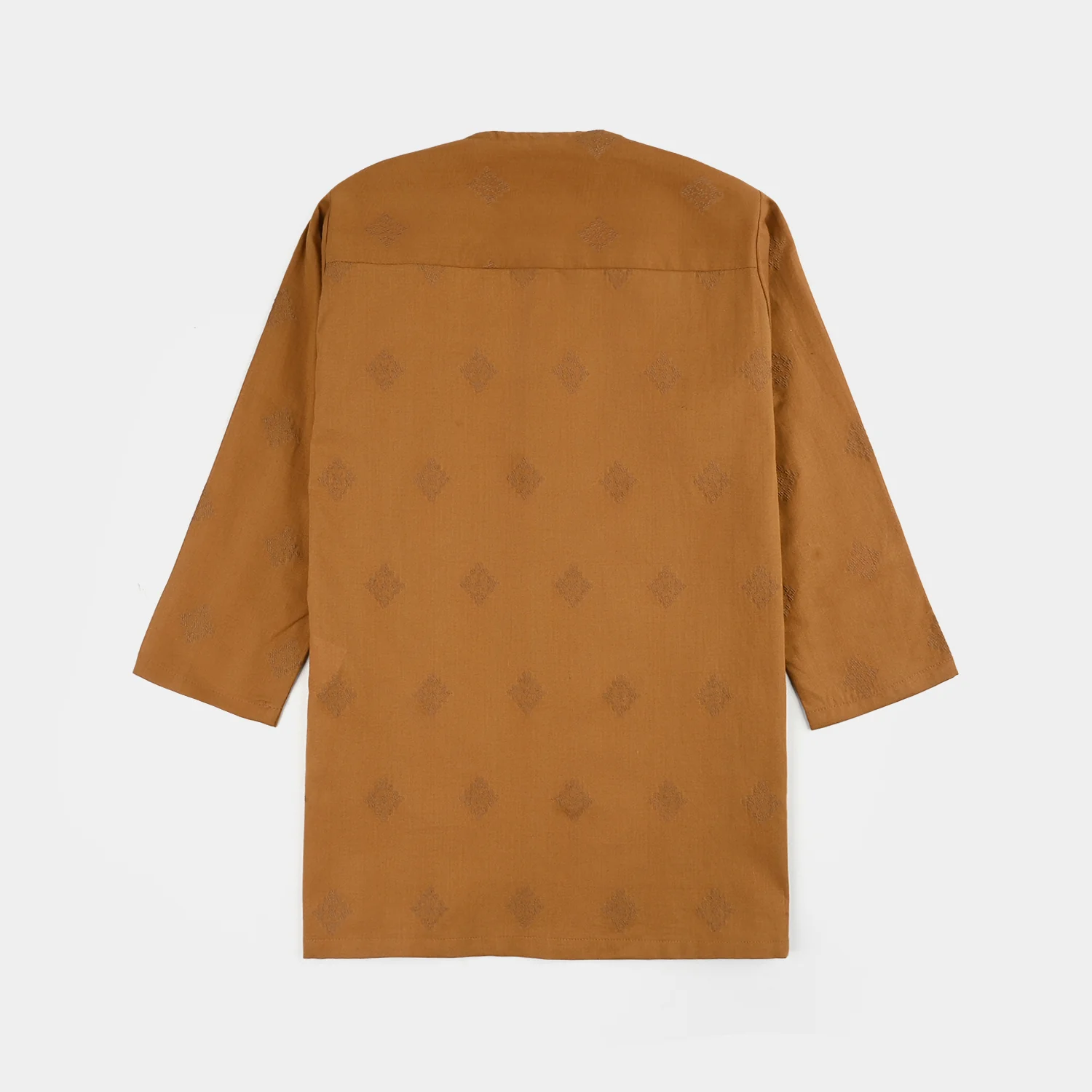 Infant Boys Cotton Jacquard Kurta (Tone on Tone) - Brown - Image 3