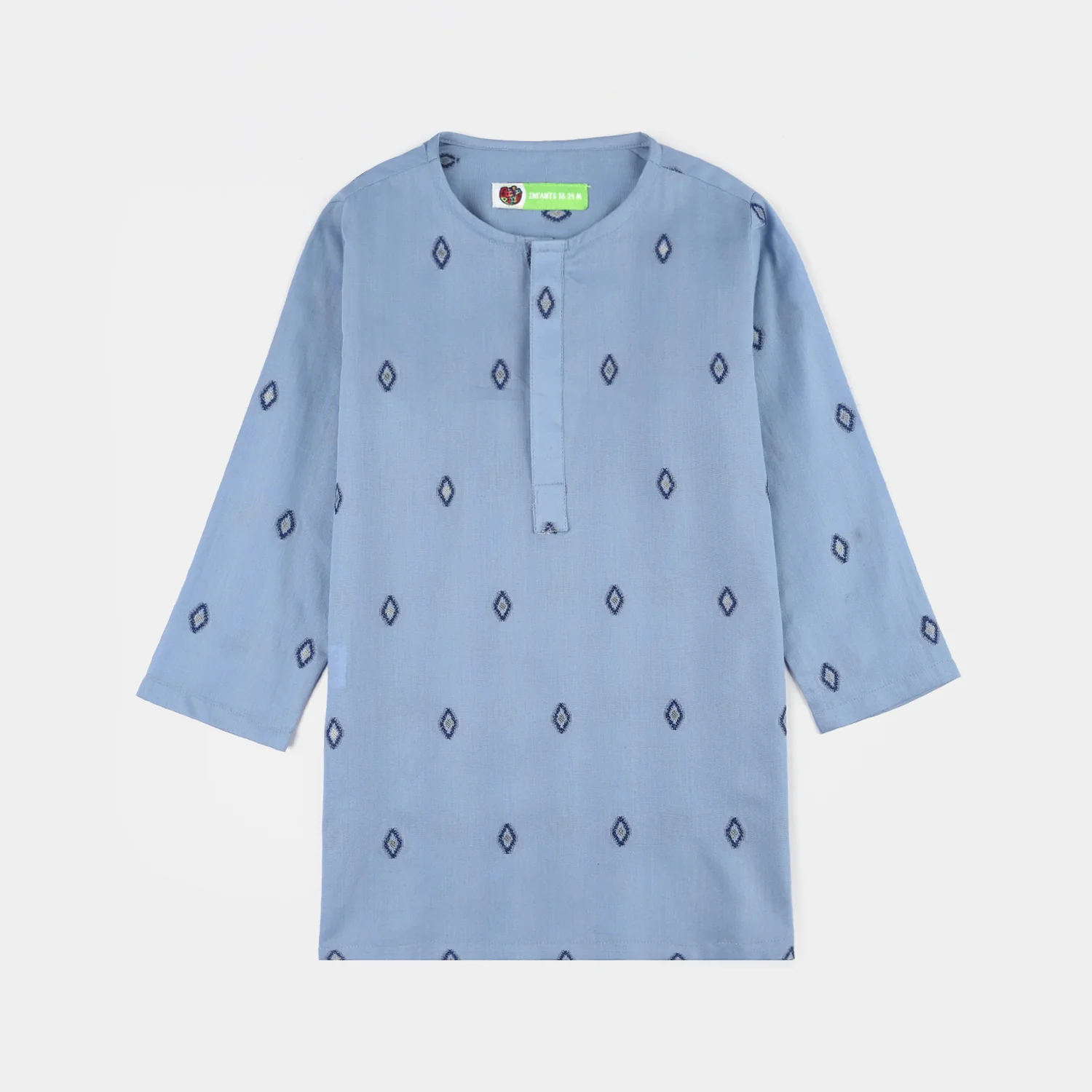 Infant Boys Cotton Jacquard Printed Kurta (Tribal)