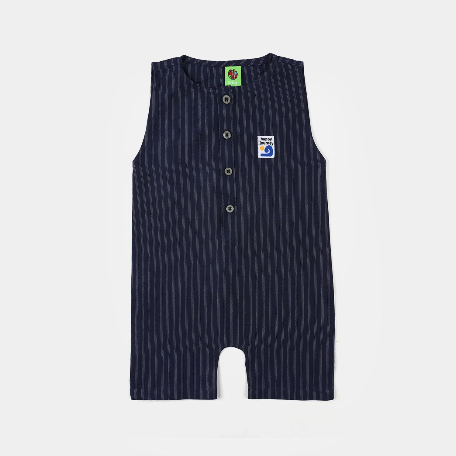 Infant Boys Cotton Jacquard Woven Romper (Dotted Indigo) - Navy