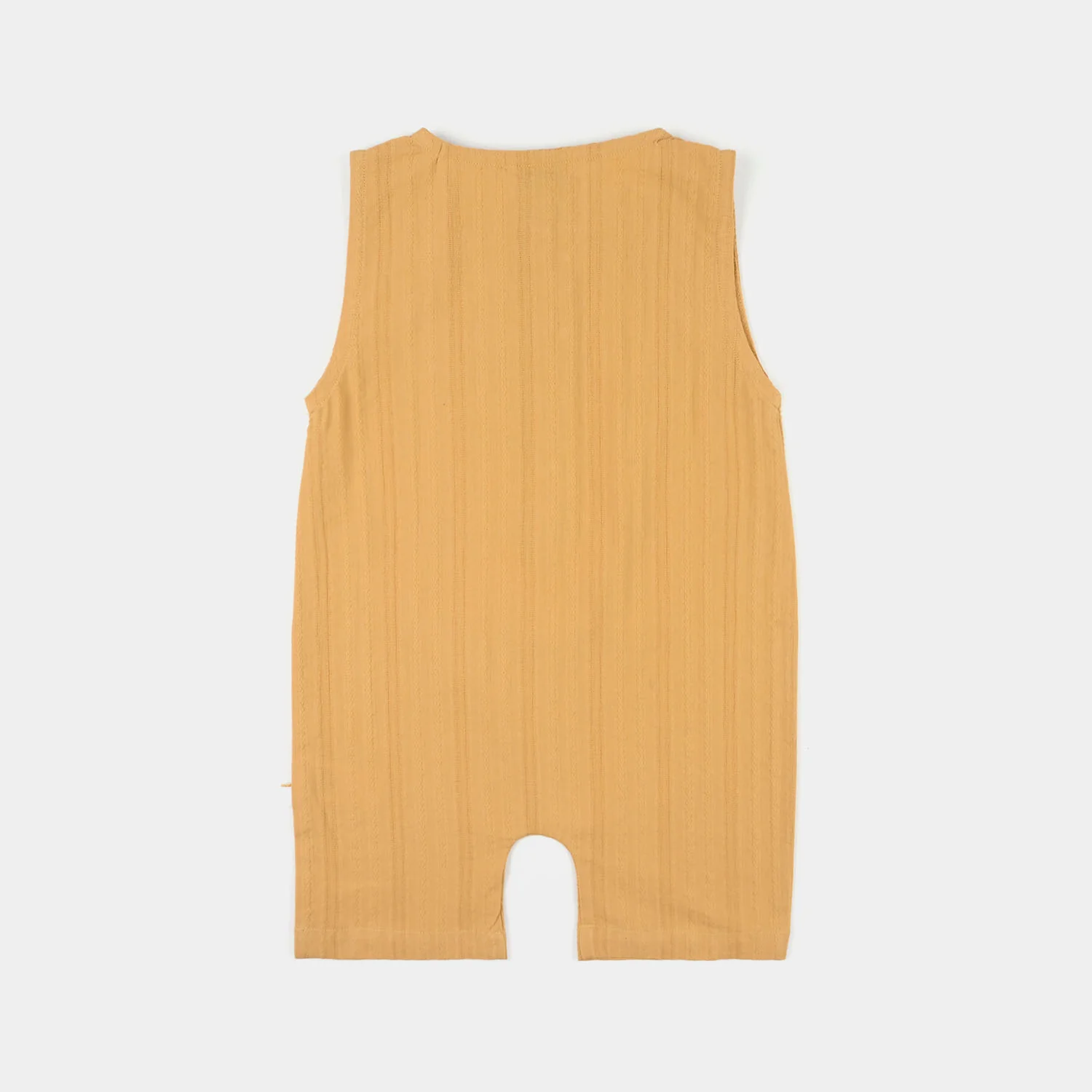 Infant Boys Cotton Jacquard Woven Romper- Mustard - Image 4