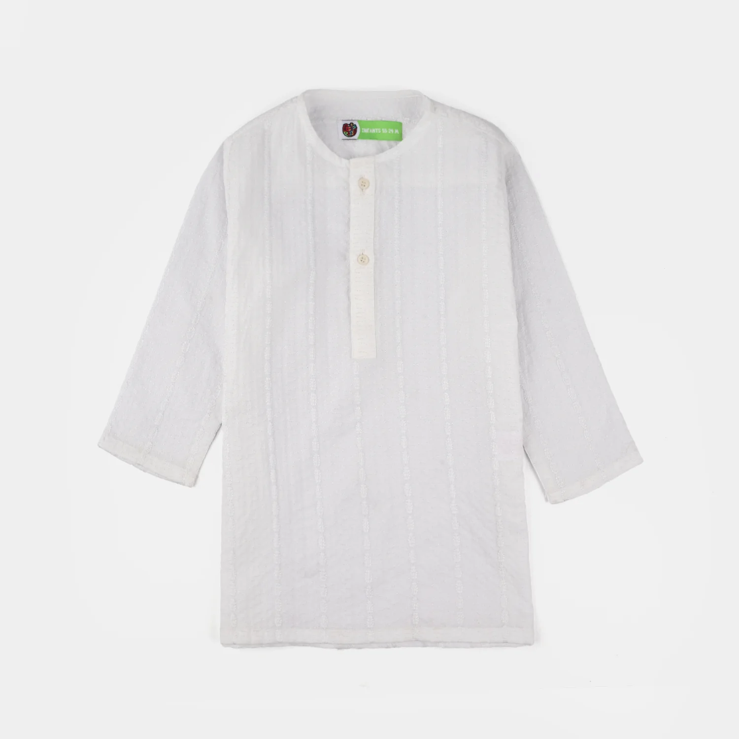 Infant Boys Cotton Kurta Pajama (Chicken Kari) - White - Image 2