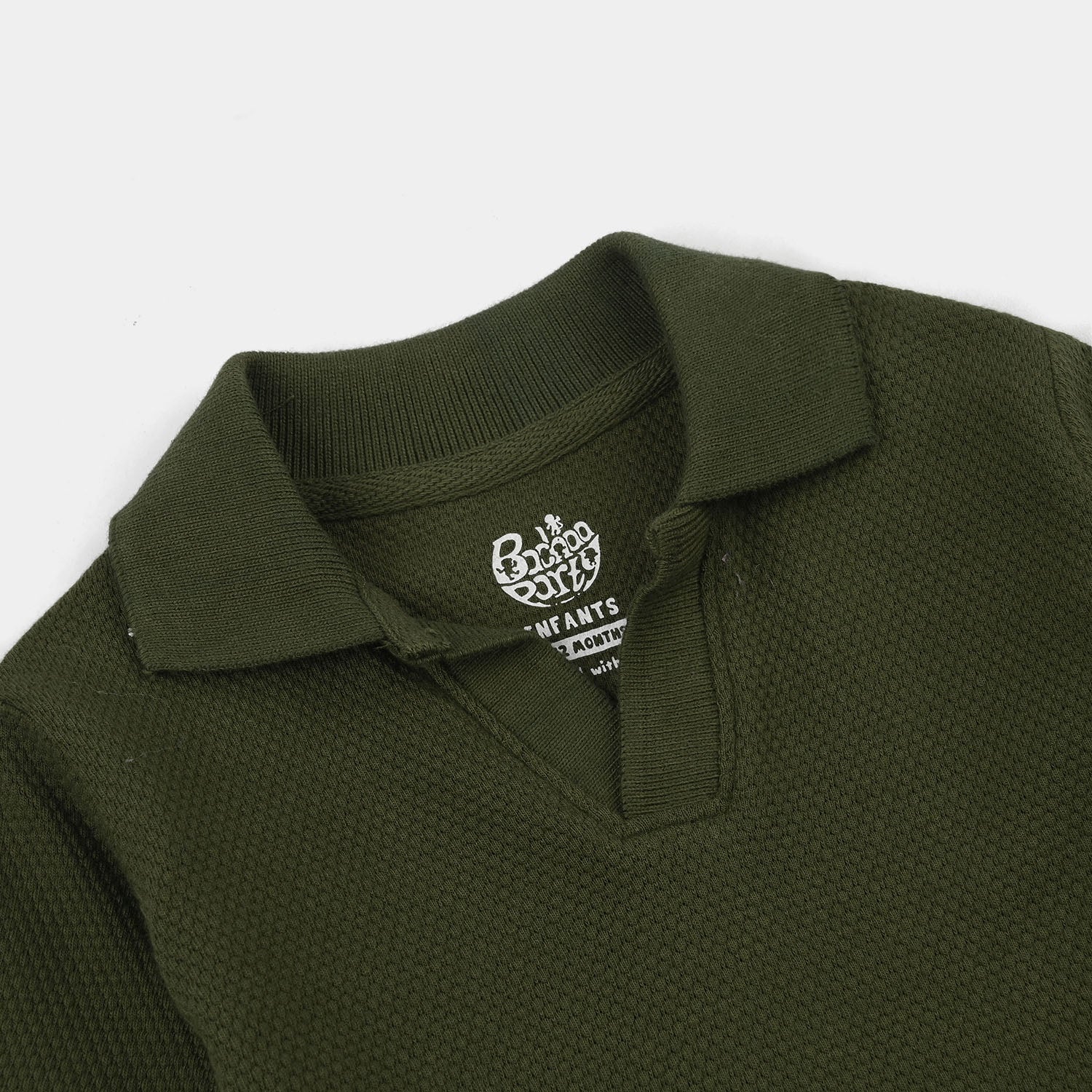 Infant Boys Cotton PK Polo (Happy Summer Day) - Chive Green - Image 2