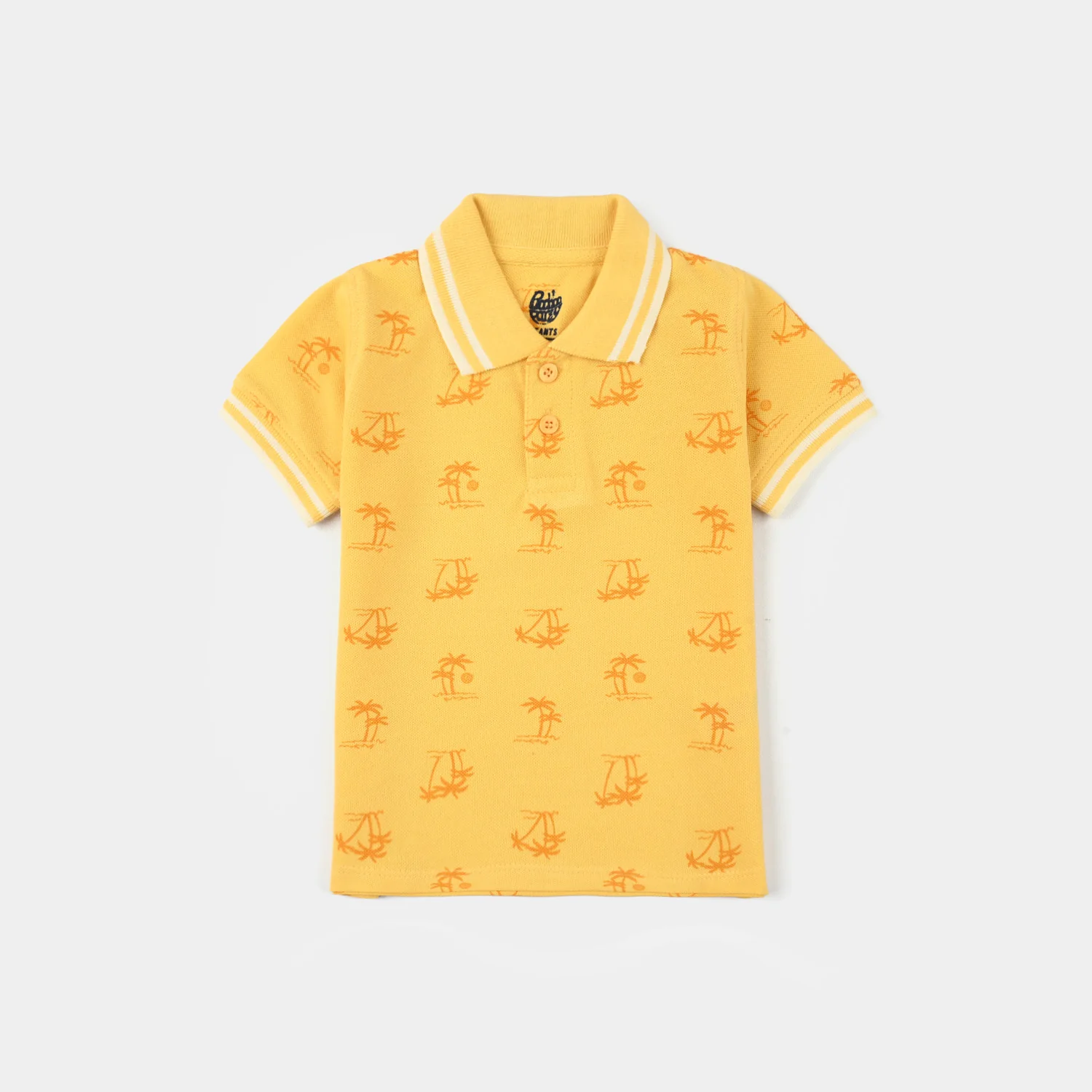 Infant Boys Cotton PK Polo (Palm Tree) - Yellow