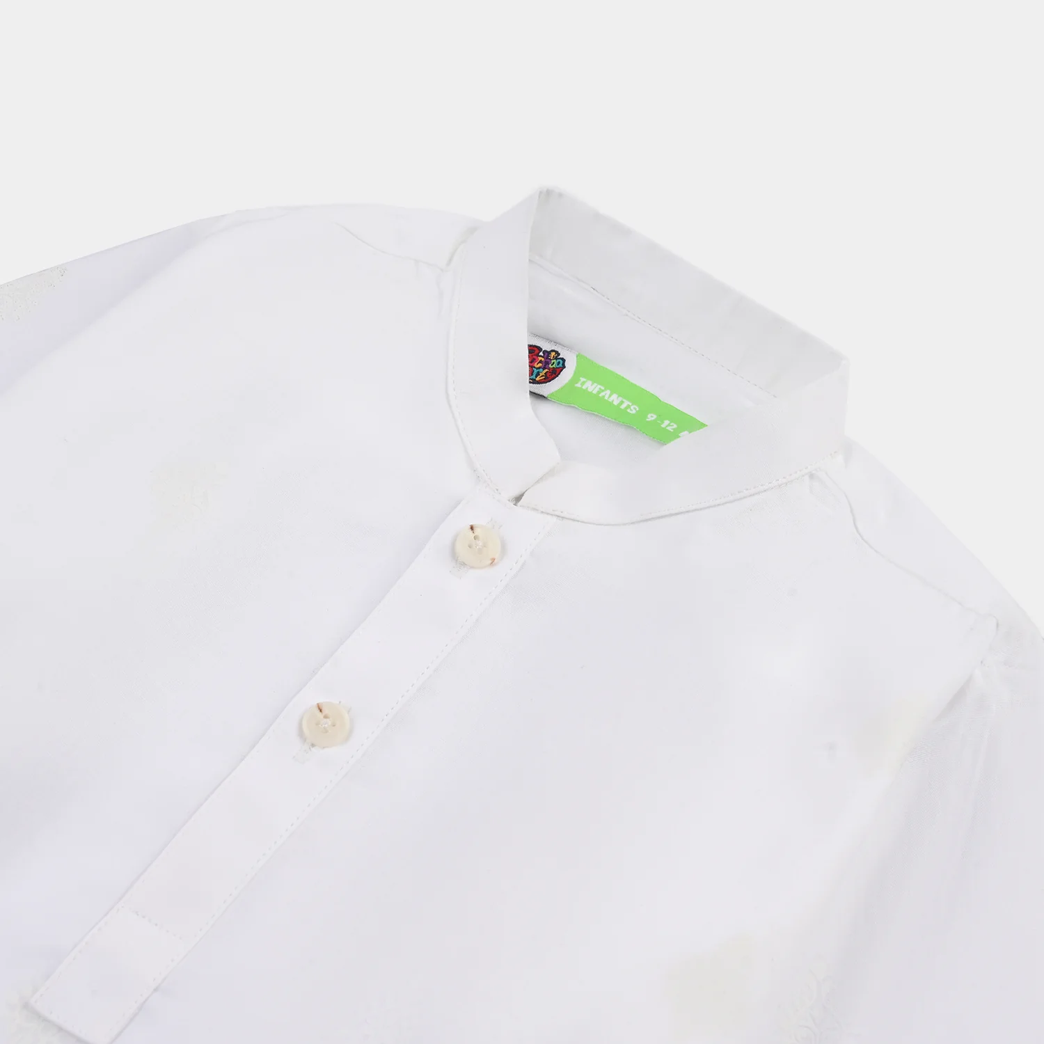 Infant Boys Cotton Poplin Kurta Pajama - White - Image 3