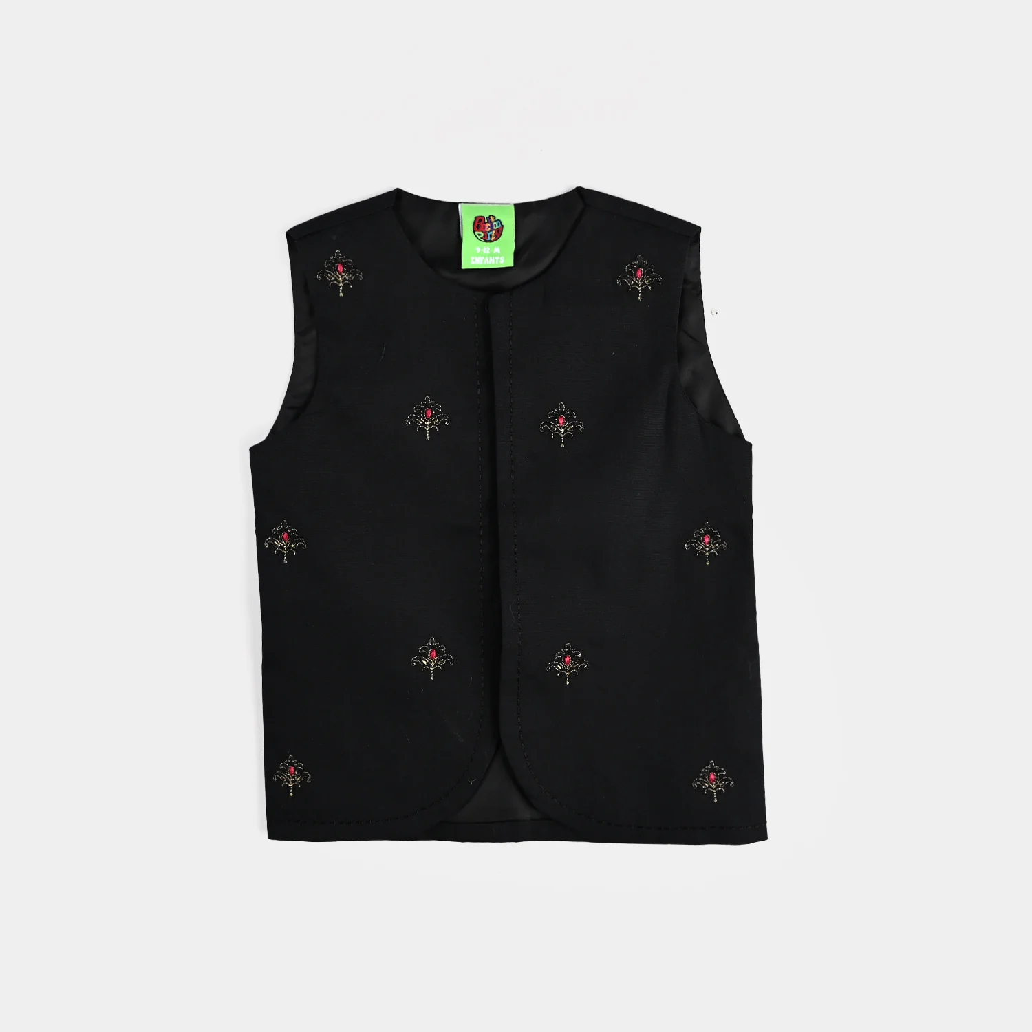 Infant Boys Cotton Poplin Waistcoat EMB - BLACK