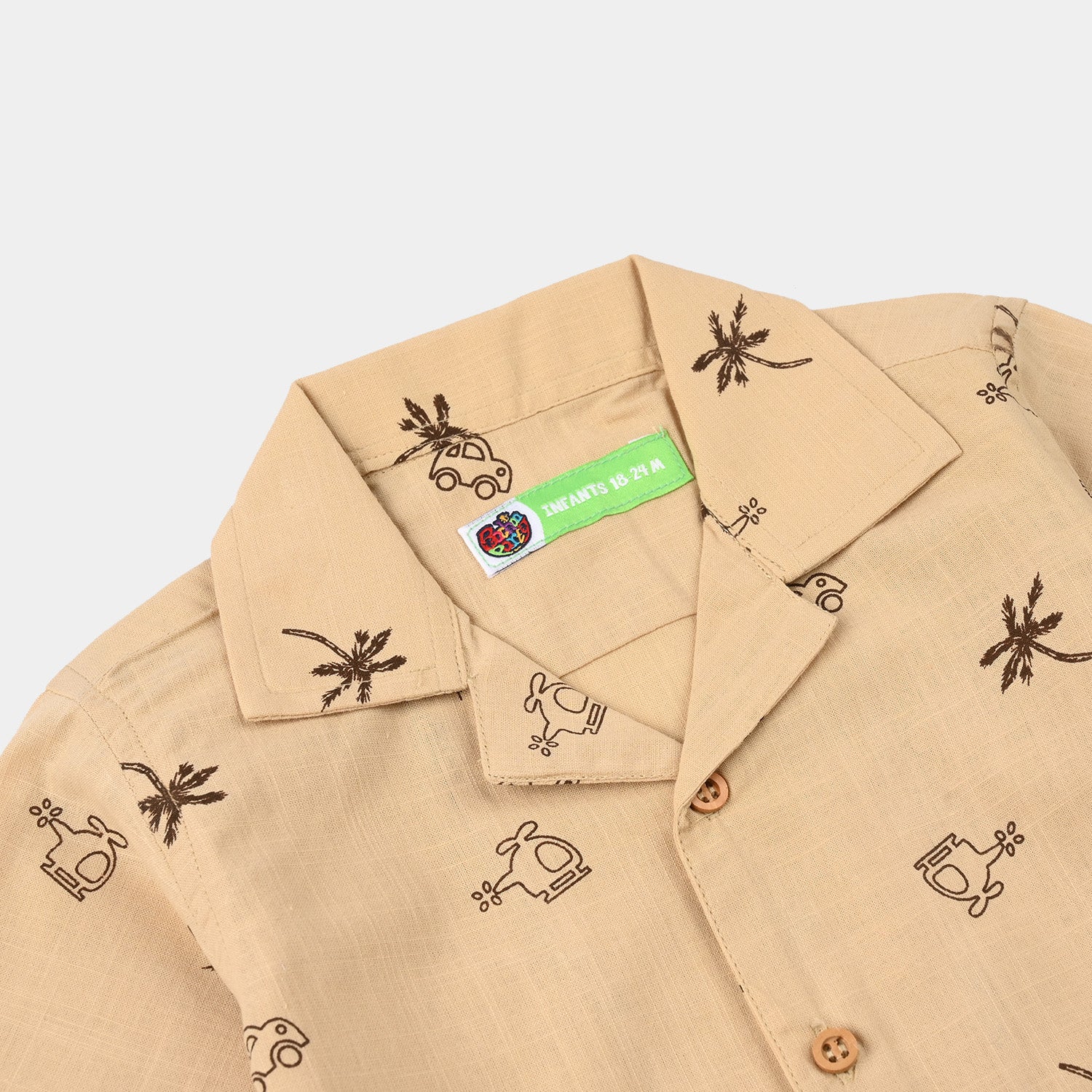 Infant Boys Cotton Shirt (Helicopter) – Light Brown - Image 2