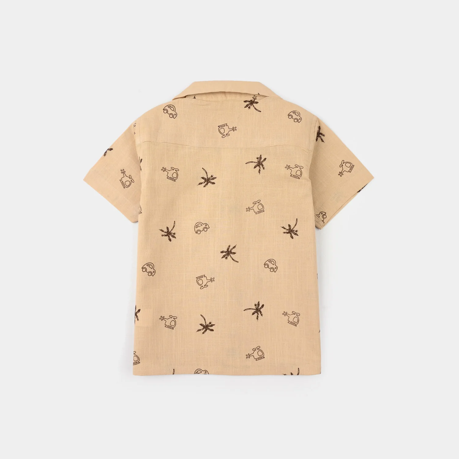 Infant Boys Cotton Shirt (Helicopter) – Light Brown - Image 4