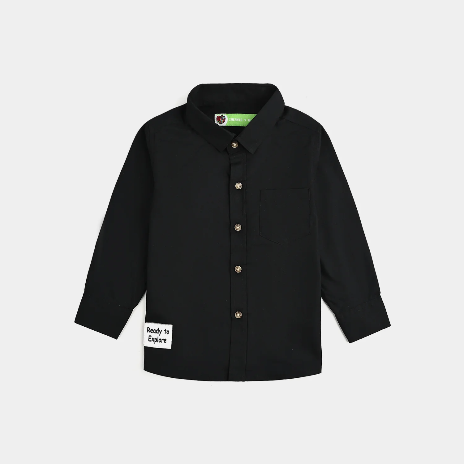 Infant Boys Cotton Shirt - Black
