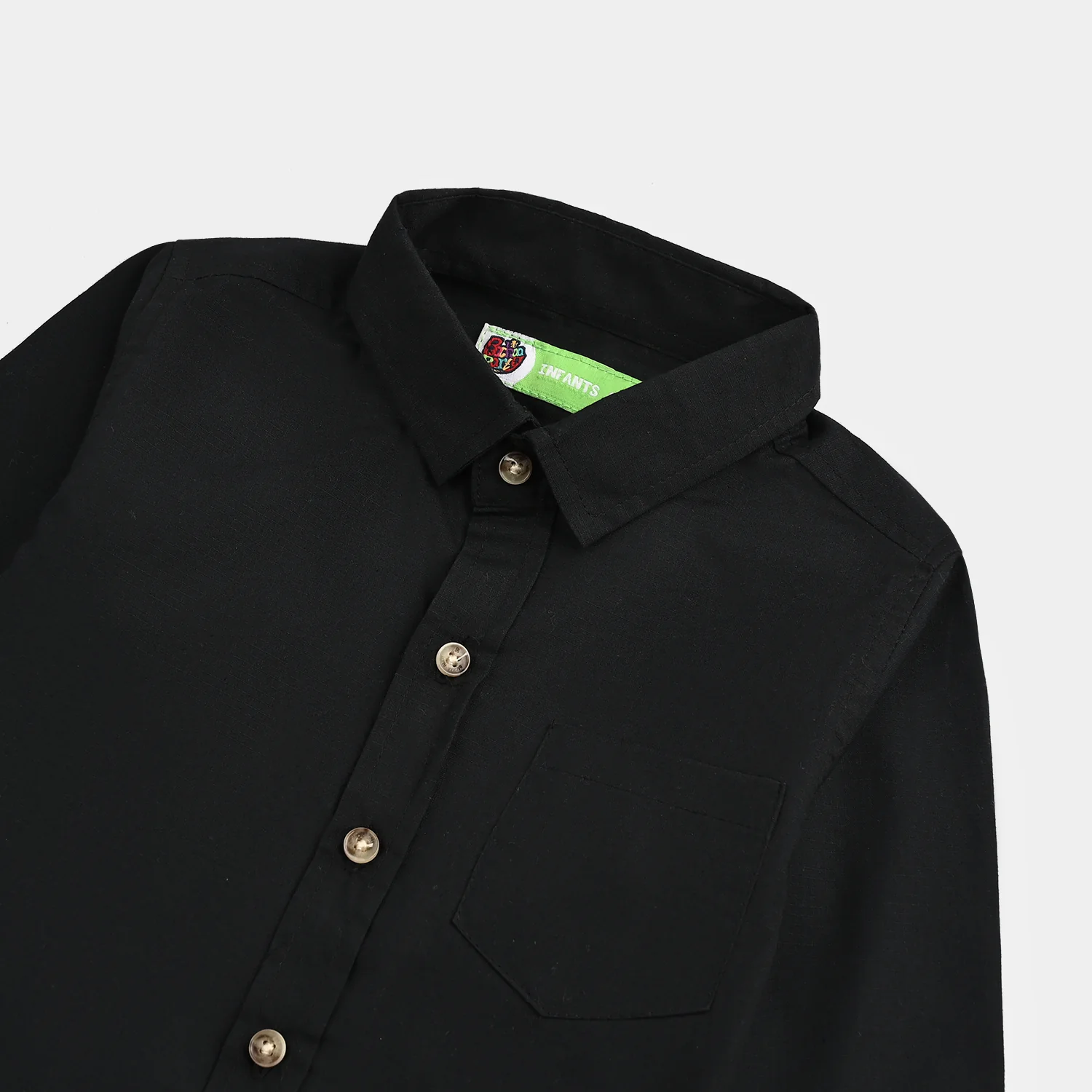 Infant Boys Cotton Shirt - Black - Image 2
