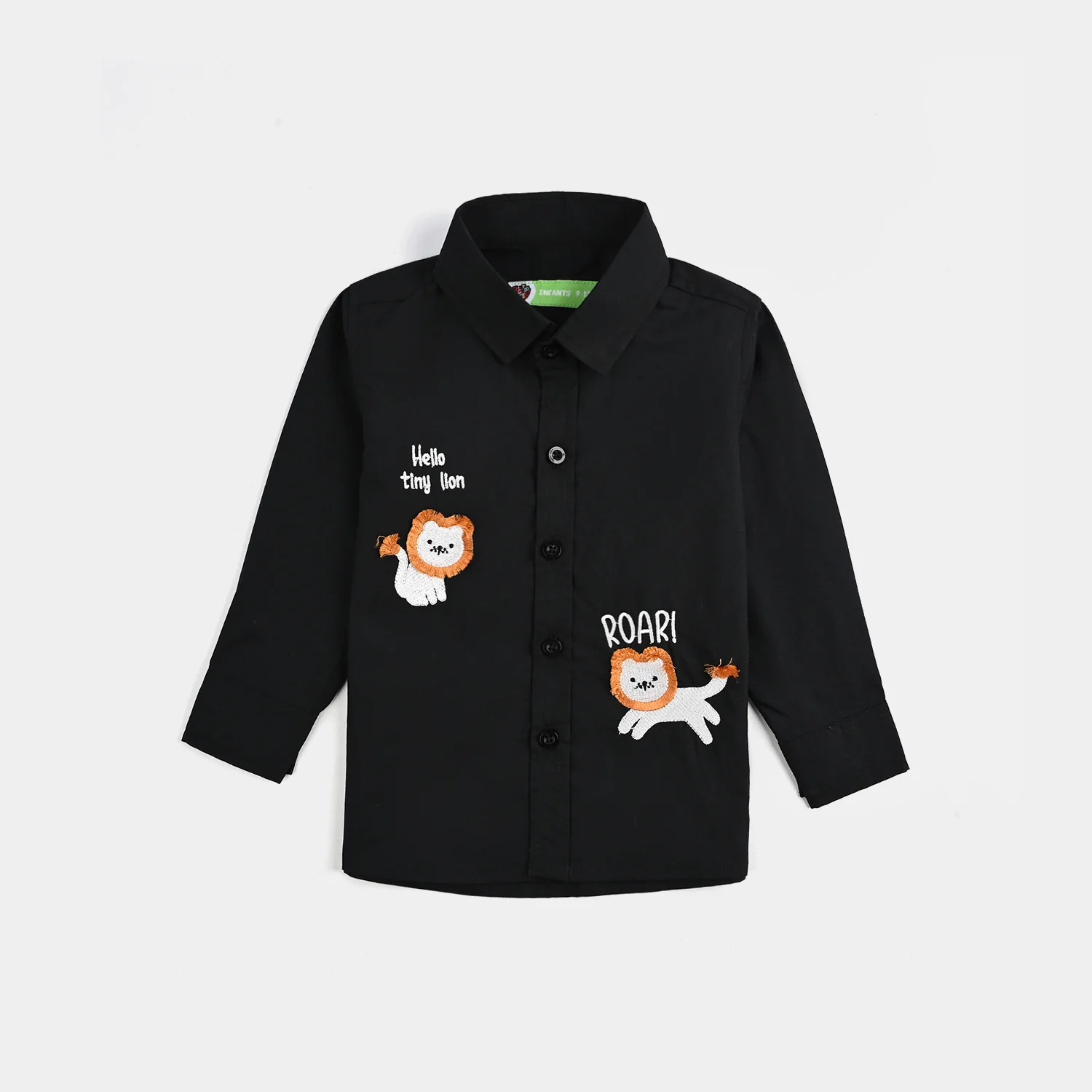 Infant Boys Cotton Shirt (Roar) - Black