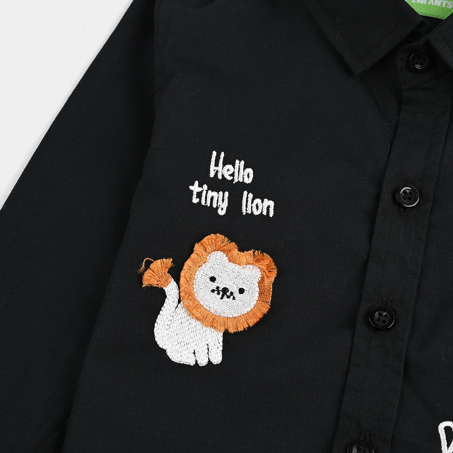 Infant Boys Cotton Shirt (Roar) - Black - Image 3