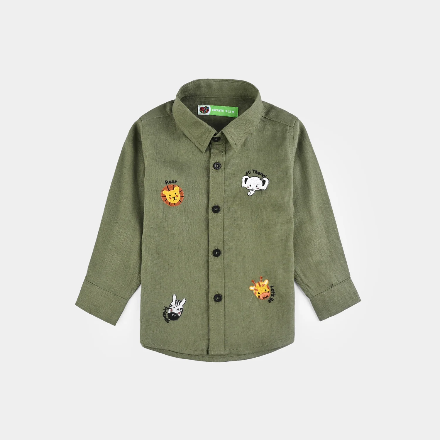 Infant Boys Cotton Shirt (Safari)-Green