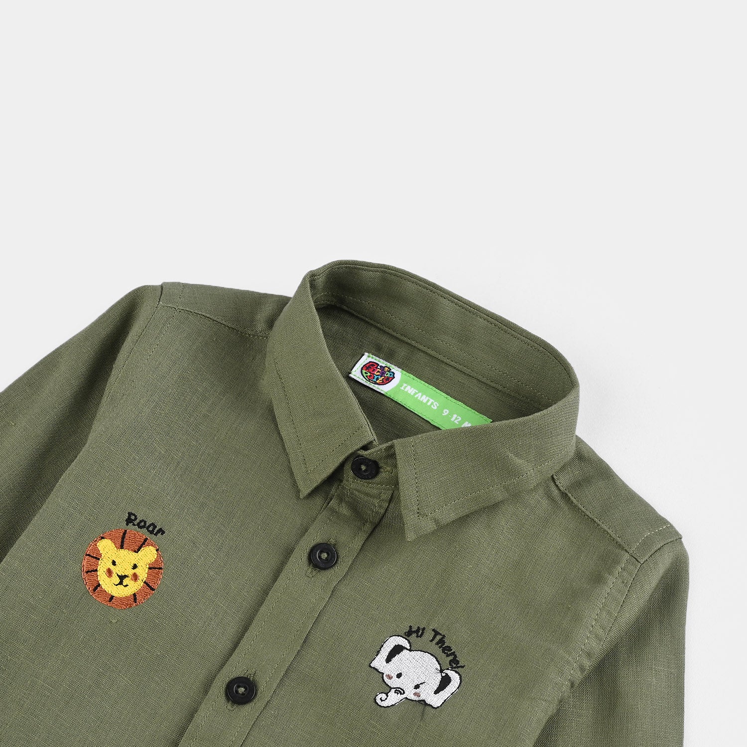 Infant Boys Cotton Shirt (Safari)-Green - Image 2