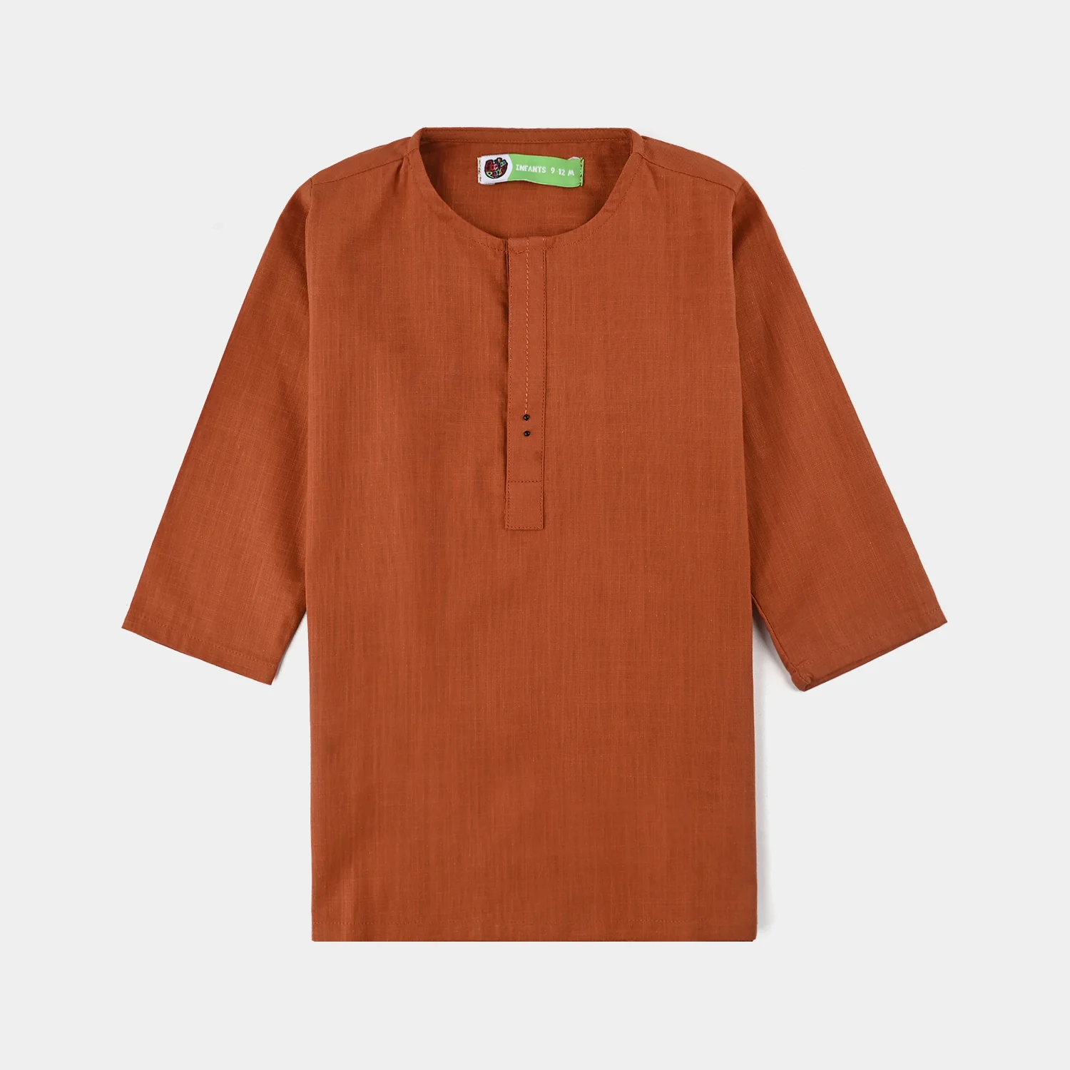 Infant Boys Cotton Slub 3Piece Suit (Bombay Brown)-Rust - Image 2