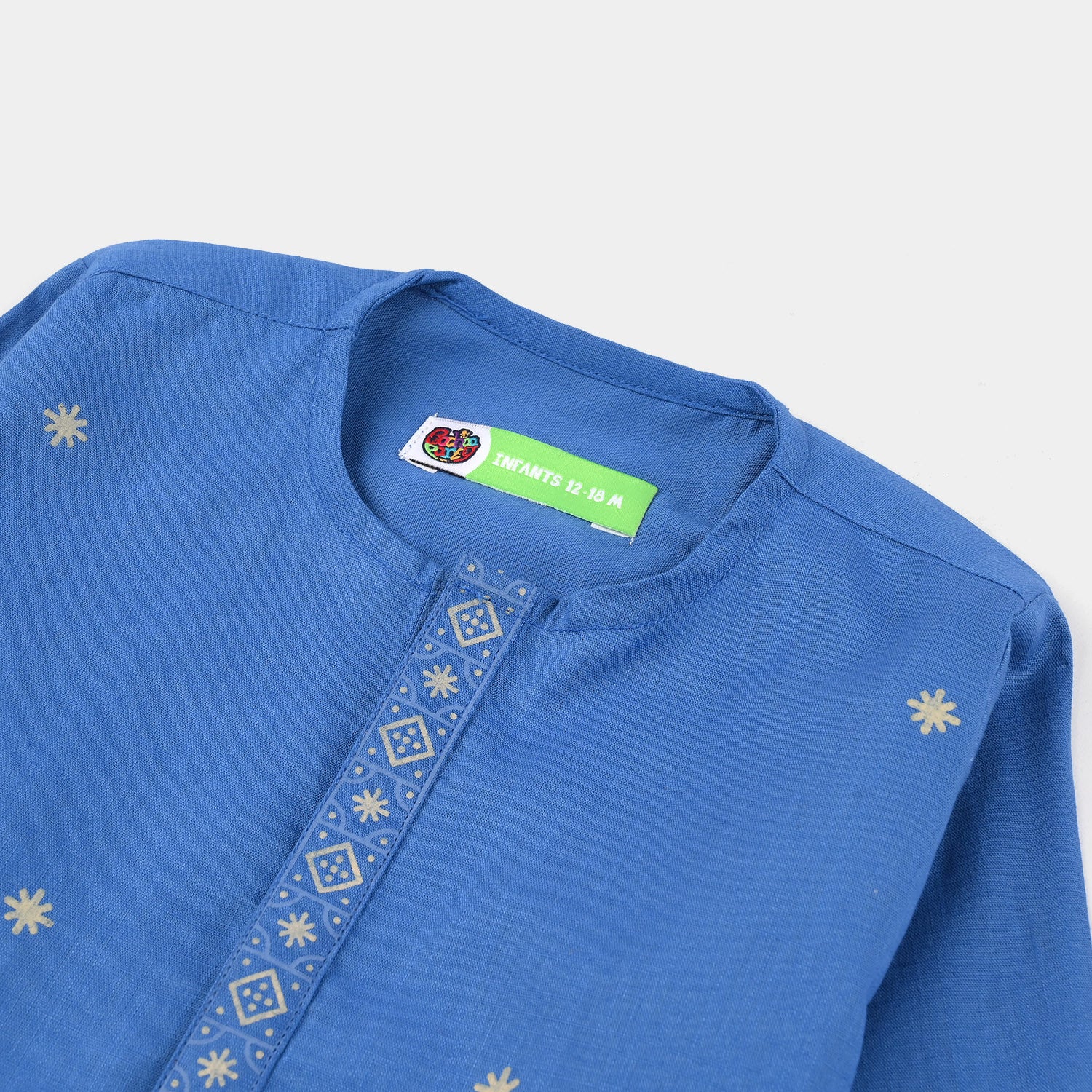 Infant Boys Cotton Slub Printed Kurta (Funk) - Blue - Image 2