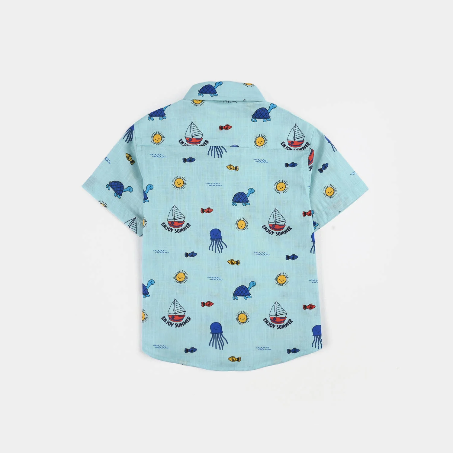 Infant Boys Cotton Slub Shirt (Jelly Fish) - Light Green - Image 3