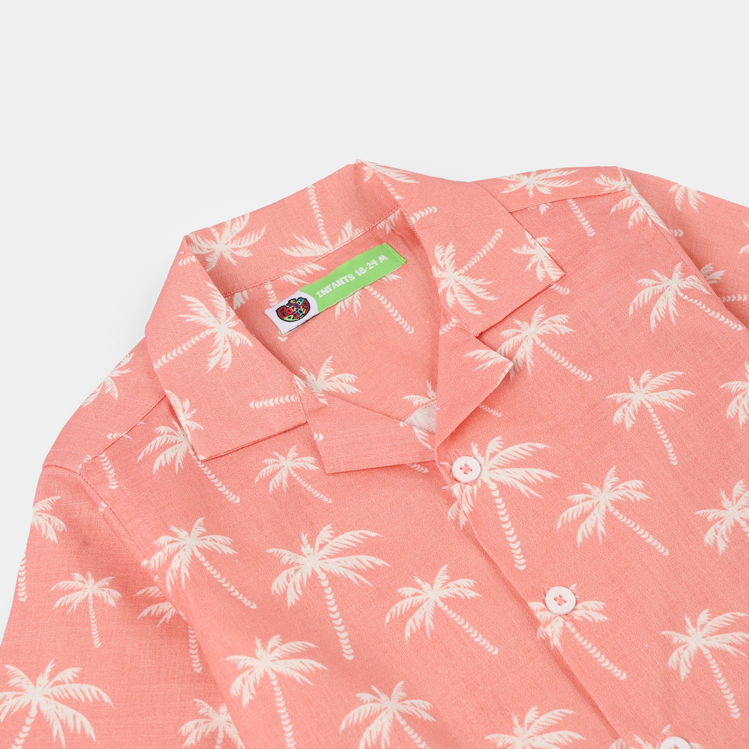 Infant Boys Cotton Slub Shirt (Tropical AOP) - Peach - Image 2