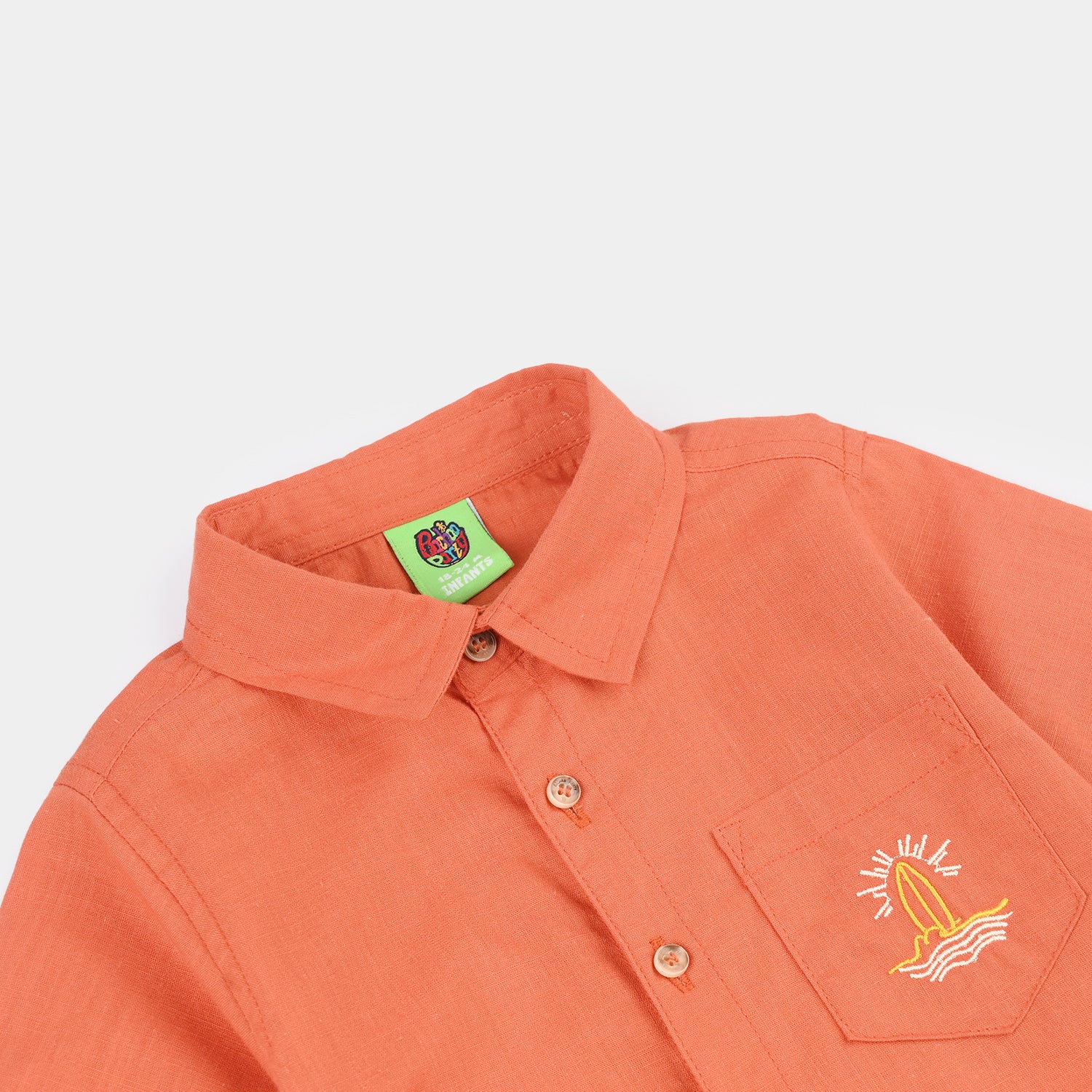 Infant Boys Cotton Slub Woven Romper (Burnt Glow) - Rust/Orange - Image 2