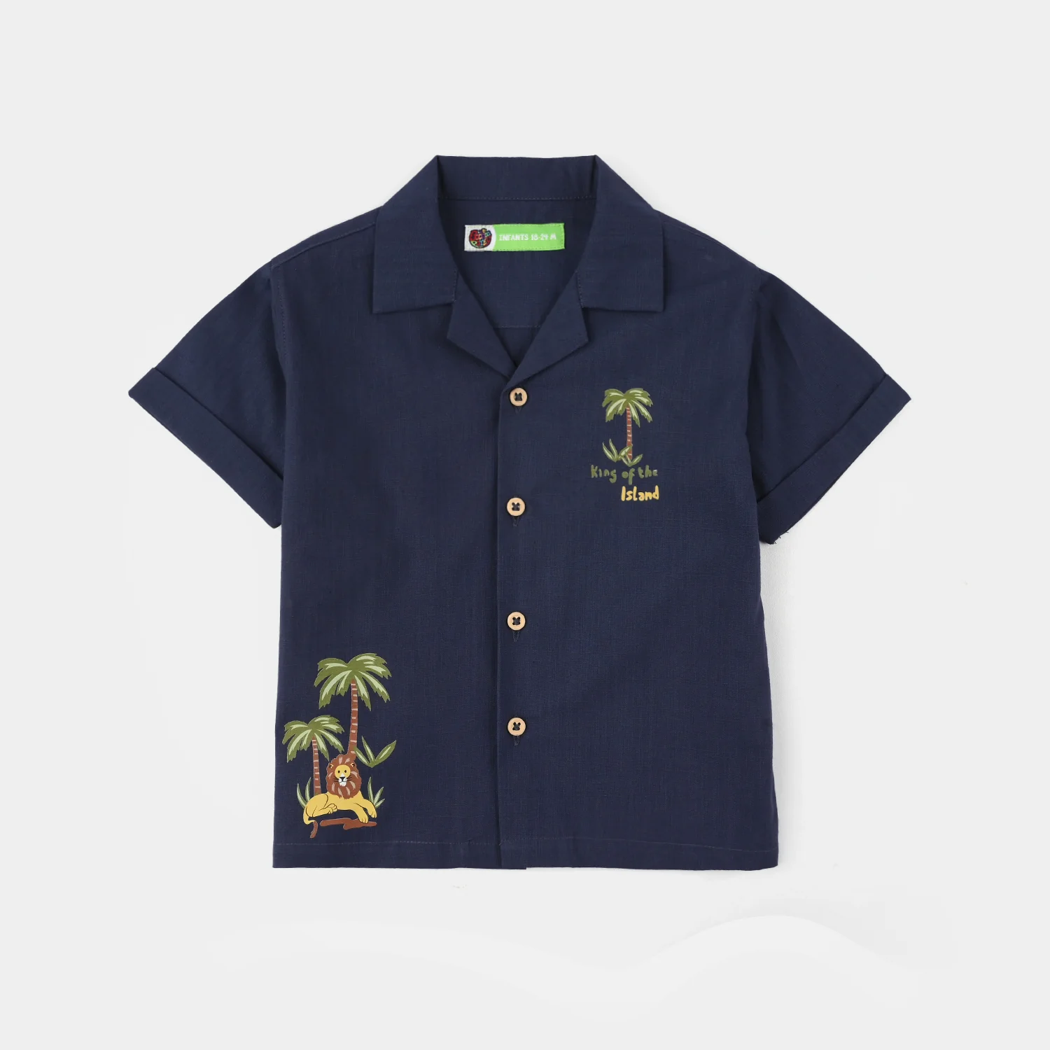 Infant Boys Cotton Slub Woven Suit (Island) - Navy - Image 2