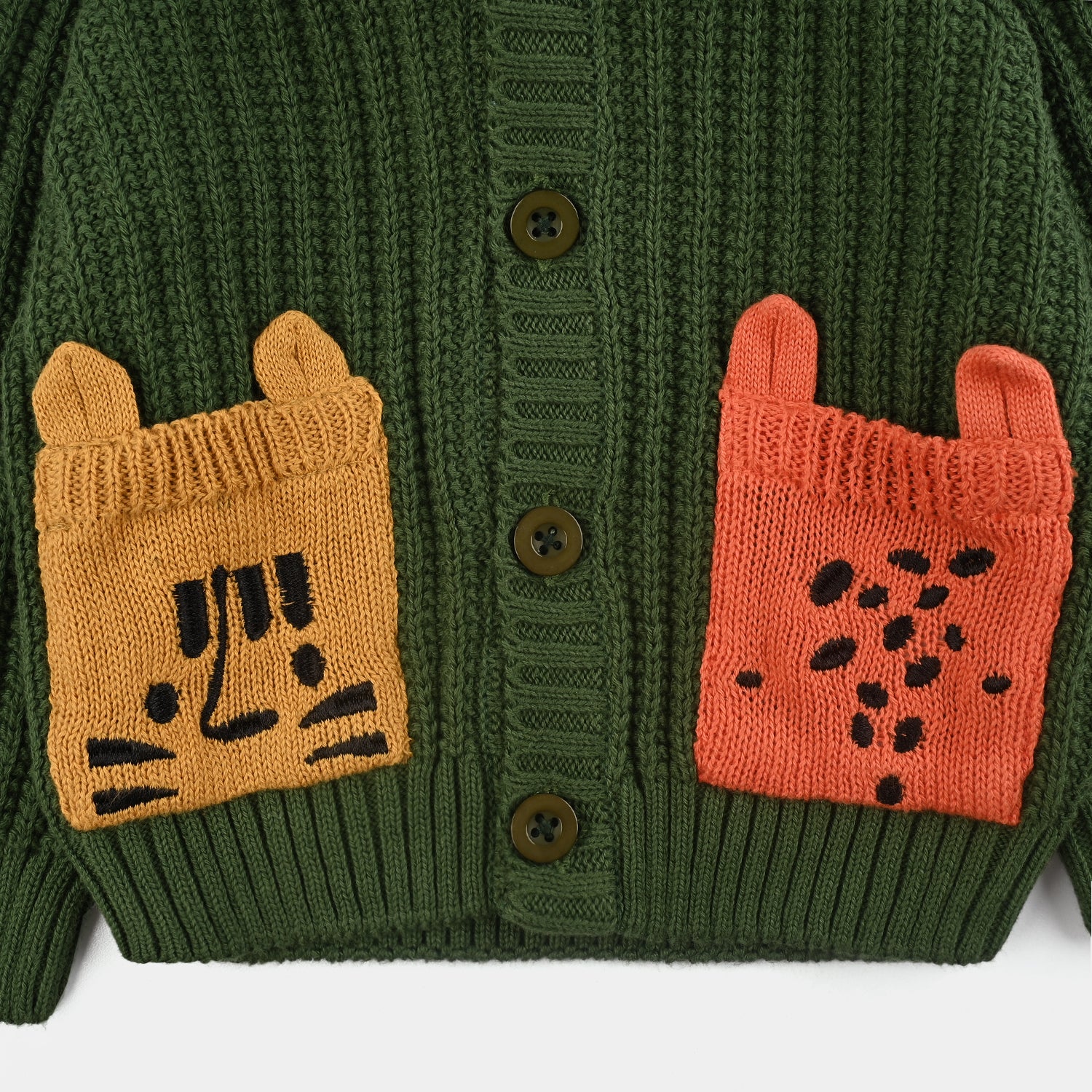 Infant Boys Cotton Sweater Animal Pocket-Green - Image 5