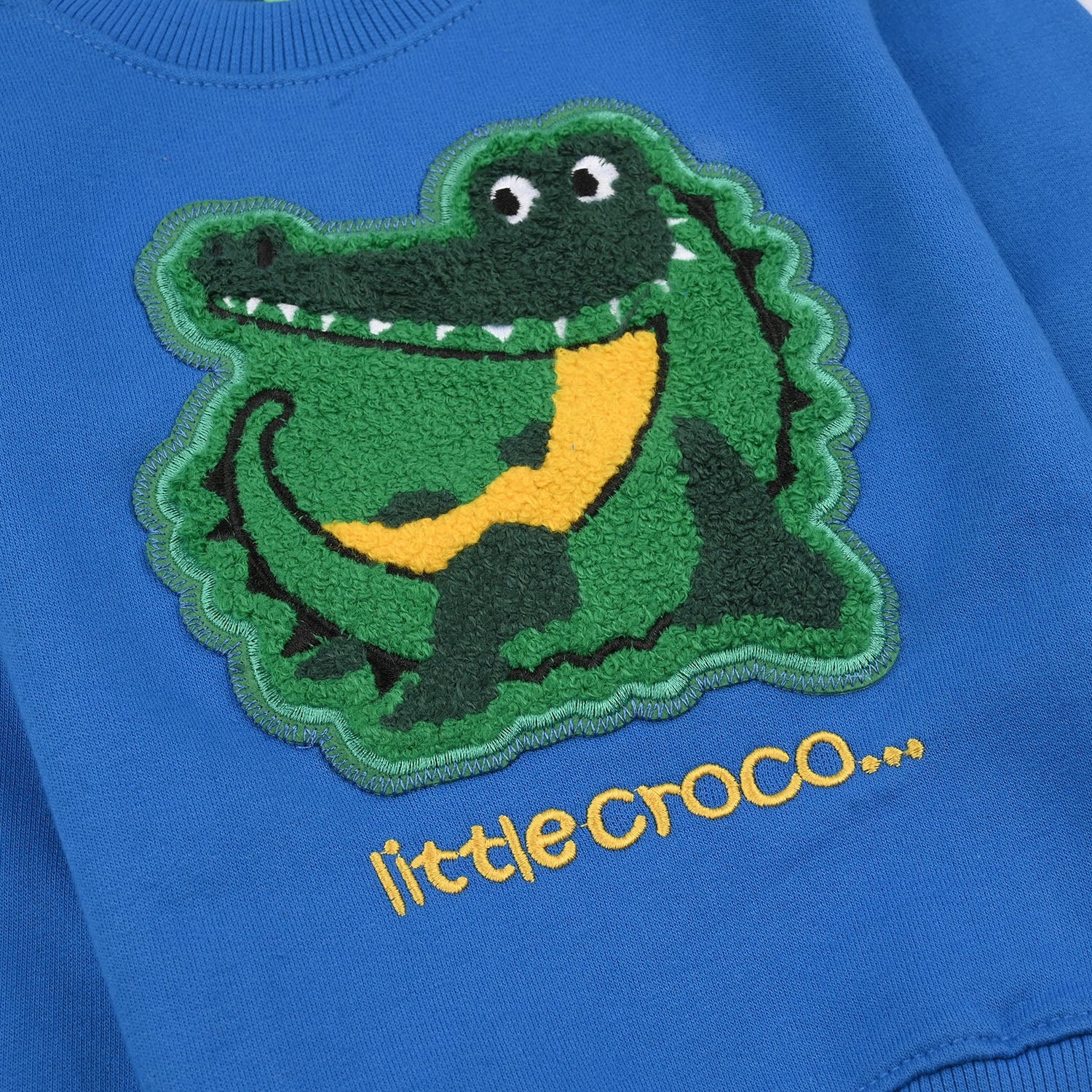 Infant Boys Cotton Terry Sweatshirt - Blue - Image 3