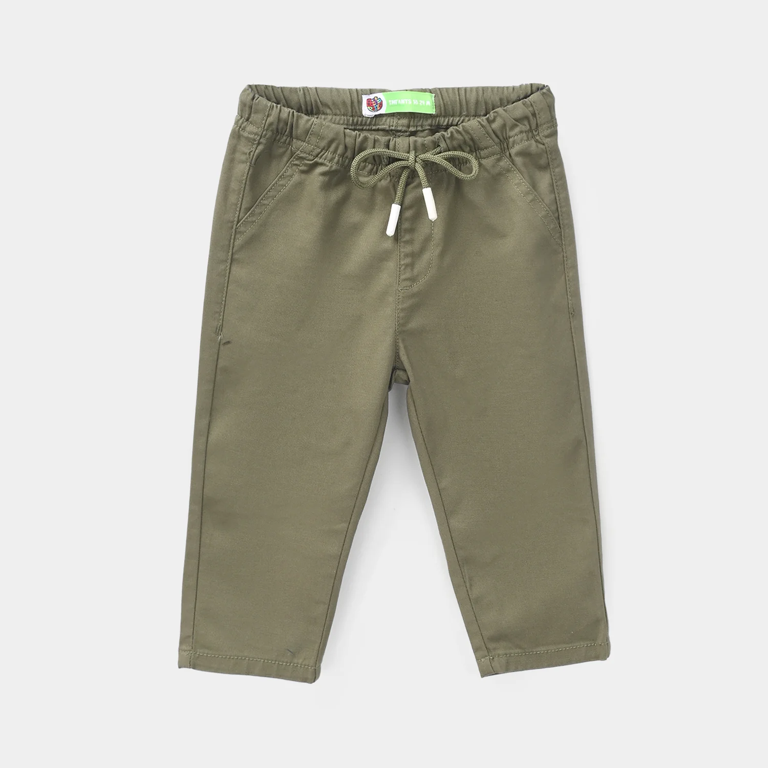 Infant Boys Cotton Twill Pants Comics - Olive