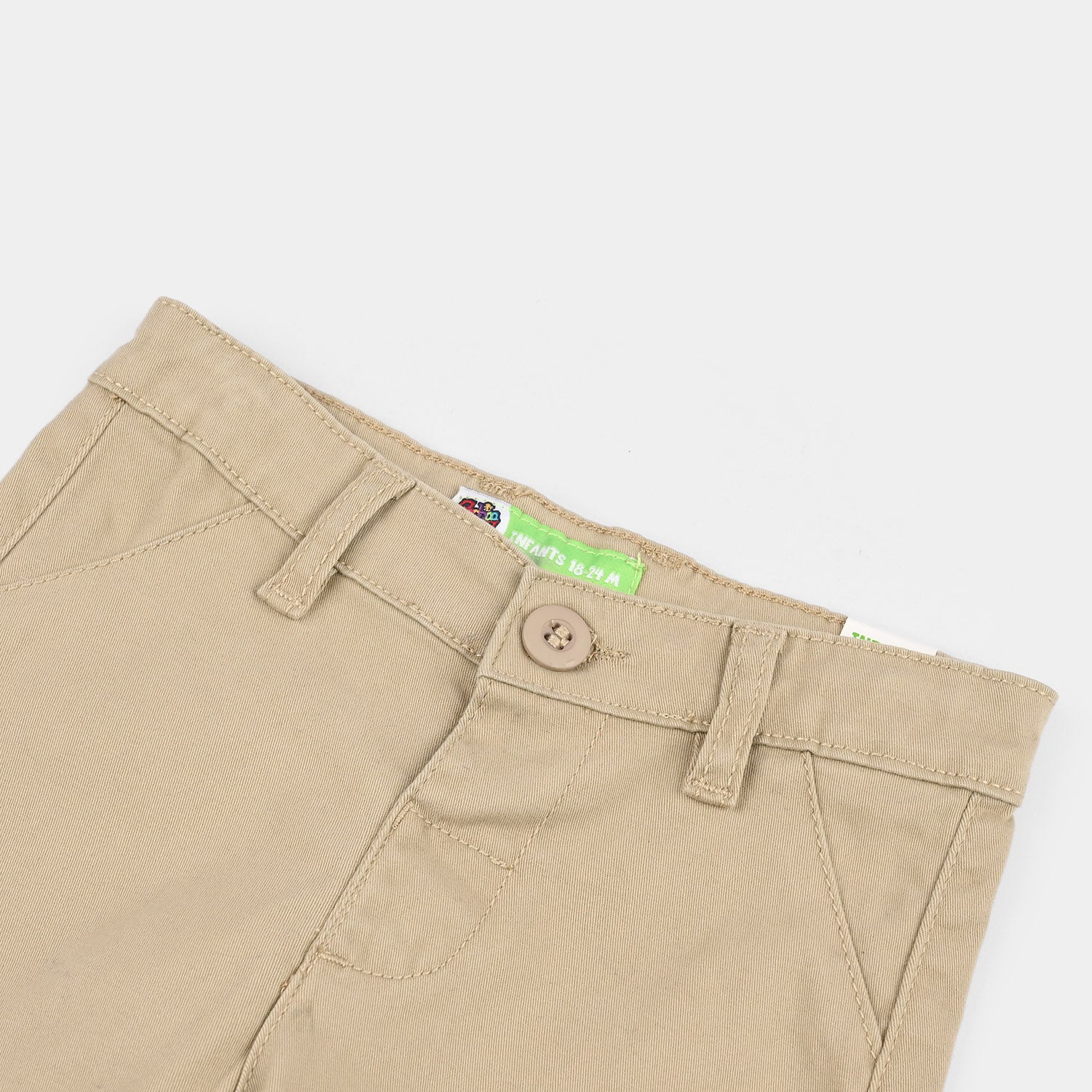 Infant Boys Cotton Twill Shorts - Beige - Image 2