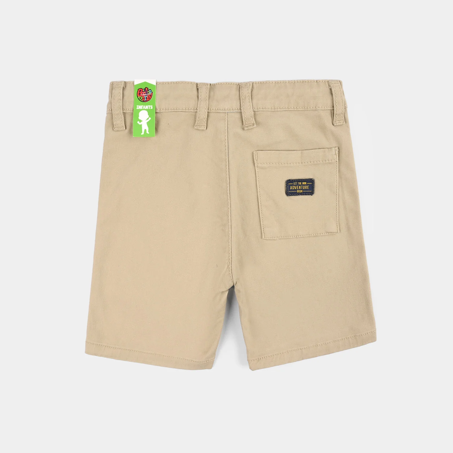 Infant Boys Cotton Twill Shorts - Beige - Image 3