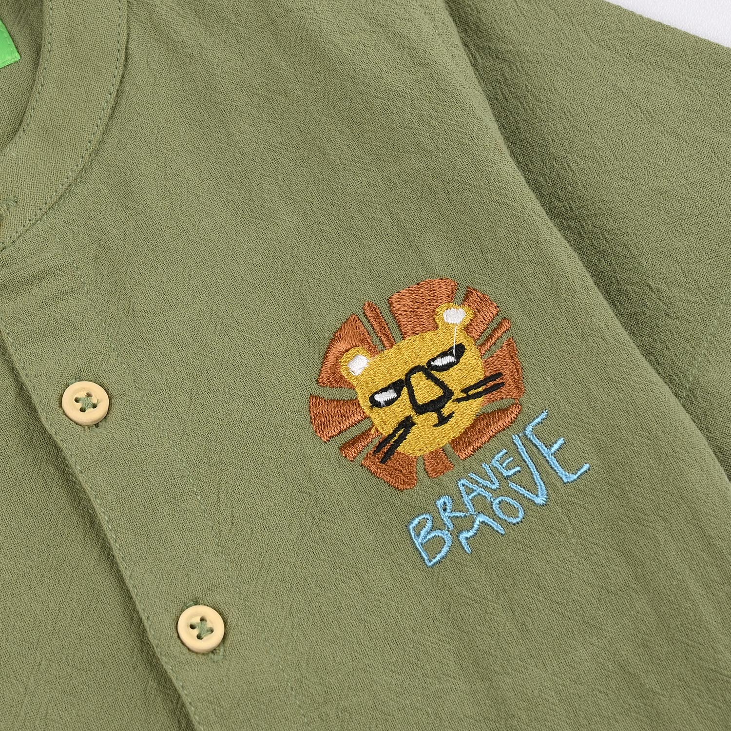 Infant Boys Cotton Woven Suit (Brave Move) - Green - Image 3