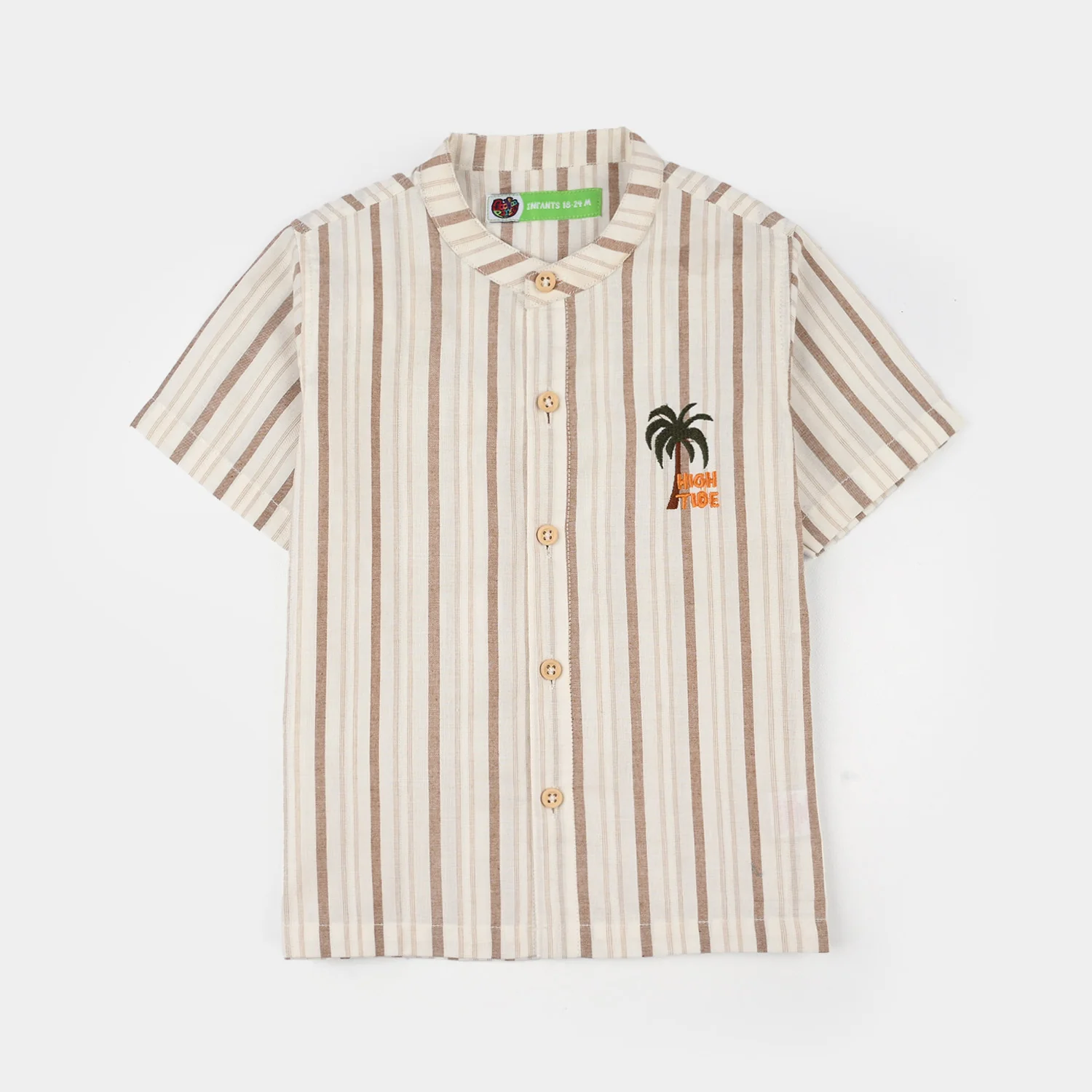 Infant Boys Cotton Woven Suit (Dessert) - Brown/Stripe - Image 2