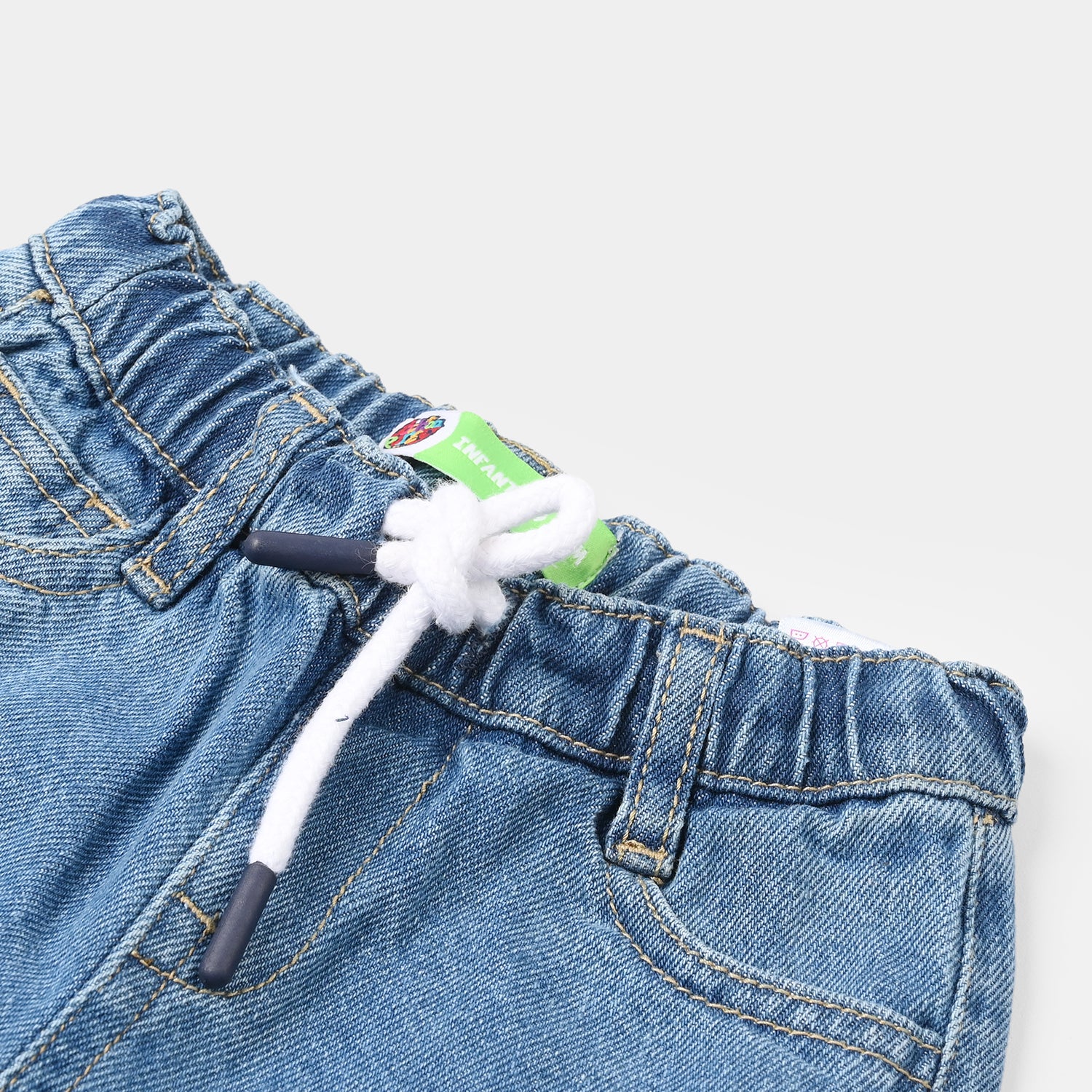 Infant Boys Denim Rigid Shorts Character - Mid Blue - Image 2