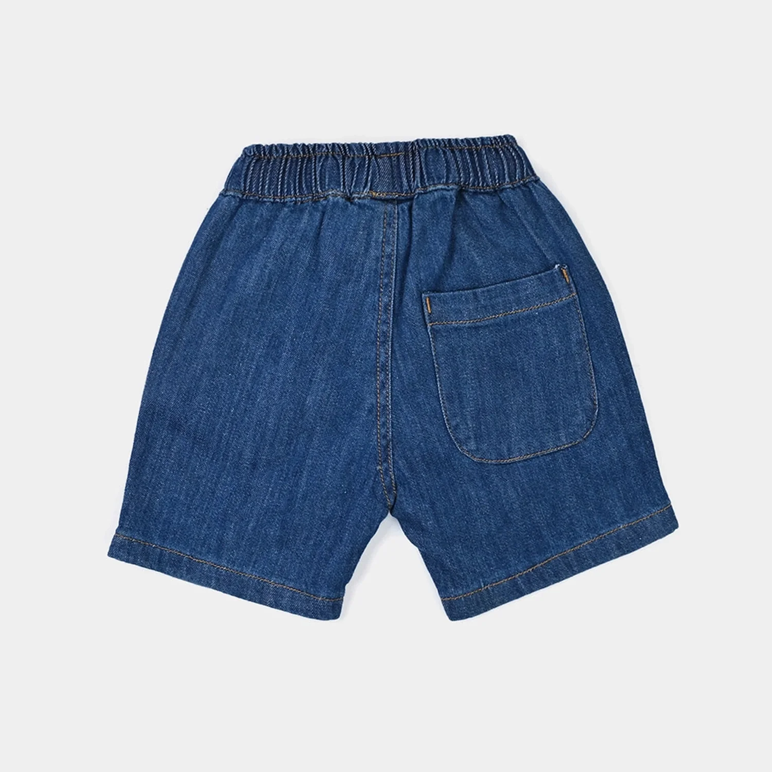 Infant Boys Denim Rigid Shorts Embroidered Cars - Mid Blue - Image 4