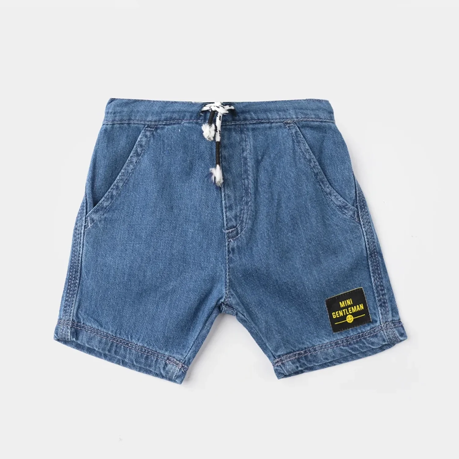 Infant Boys Denim Rigid Shorts (Mini Gentleman)- Mid Blue