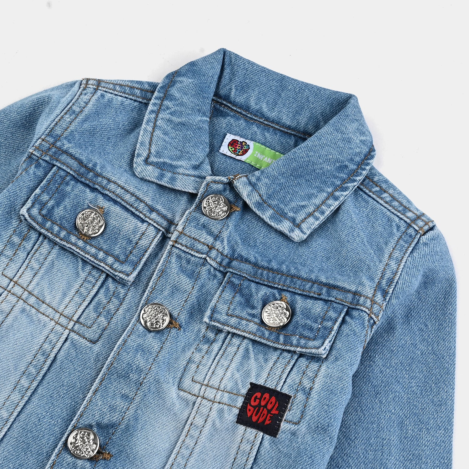 Infant Boys Denim Stretch Jacket - Mid Blue - Image 2