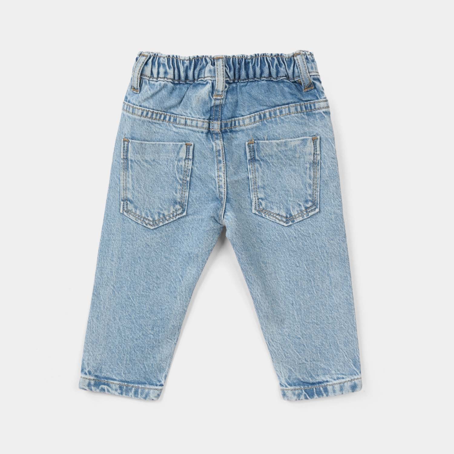 Infant Boys Denim Stretch Pants (Little Cool Dino) – Mid Blue - Image 4