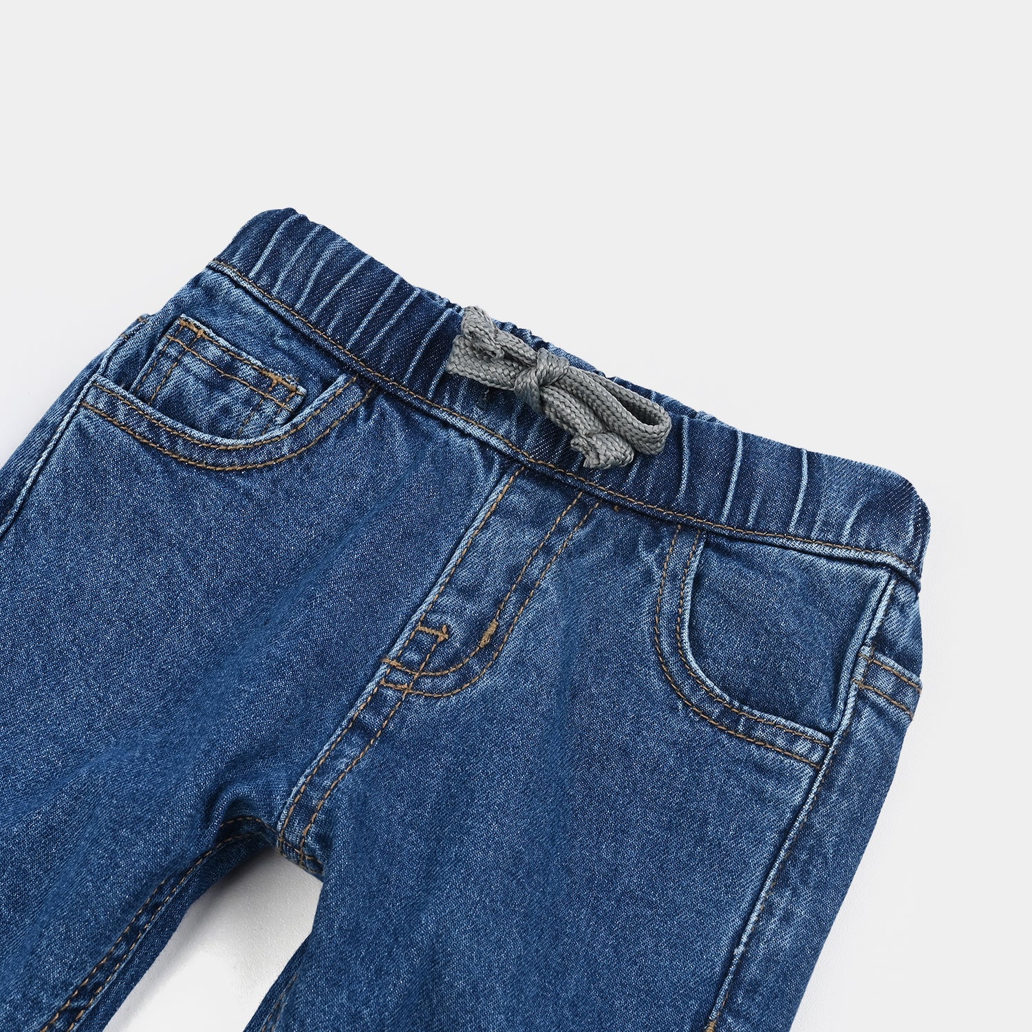 Infant Boys Denim Stretch Pant Bear-Mid Blue - Image 2