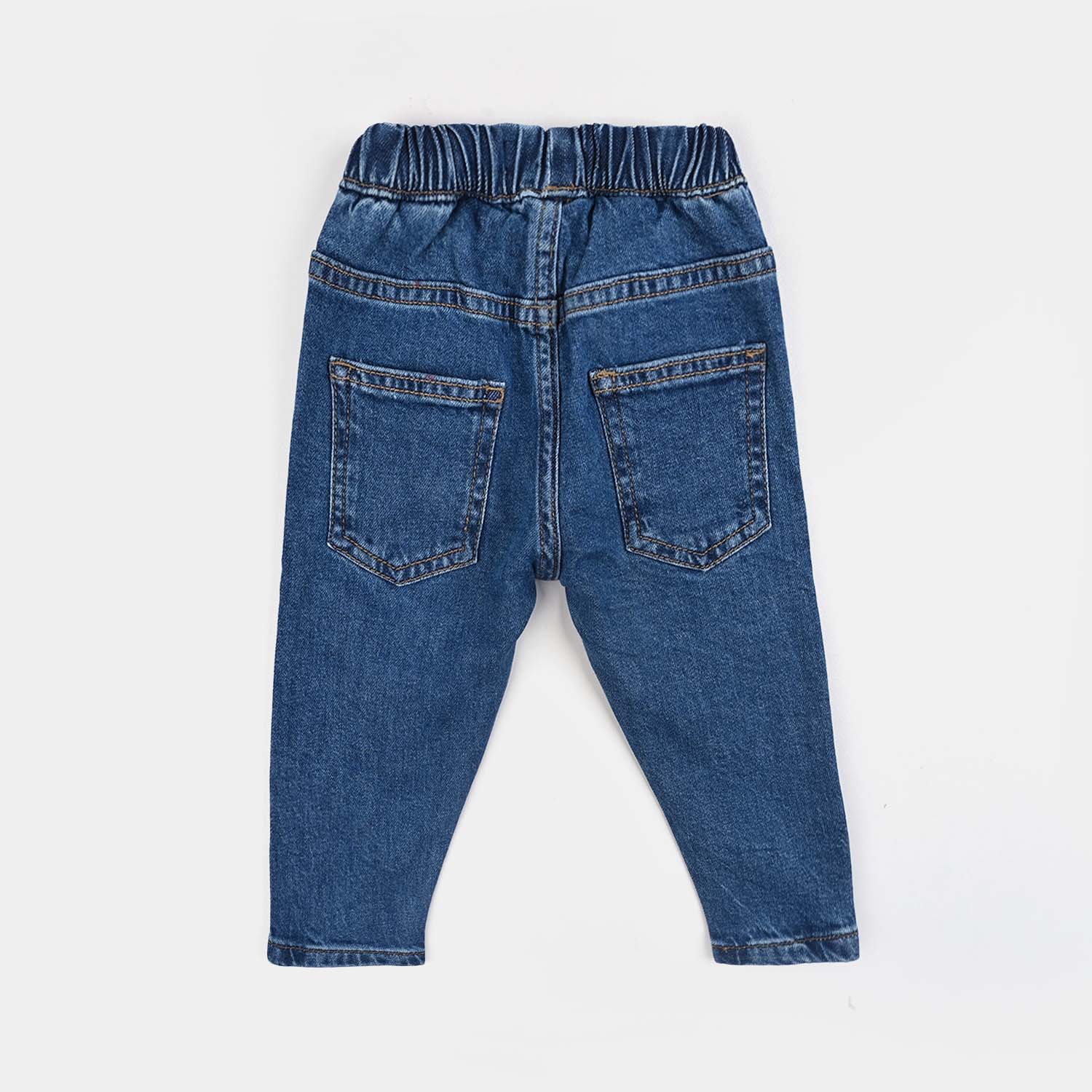 Infant Boys Denim Stretch Pant Bear-Mid Blue - Image 4
