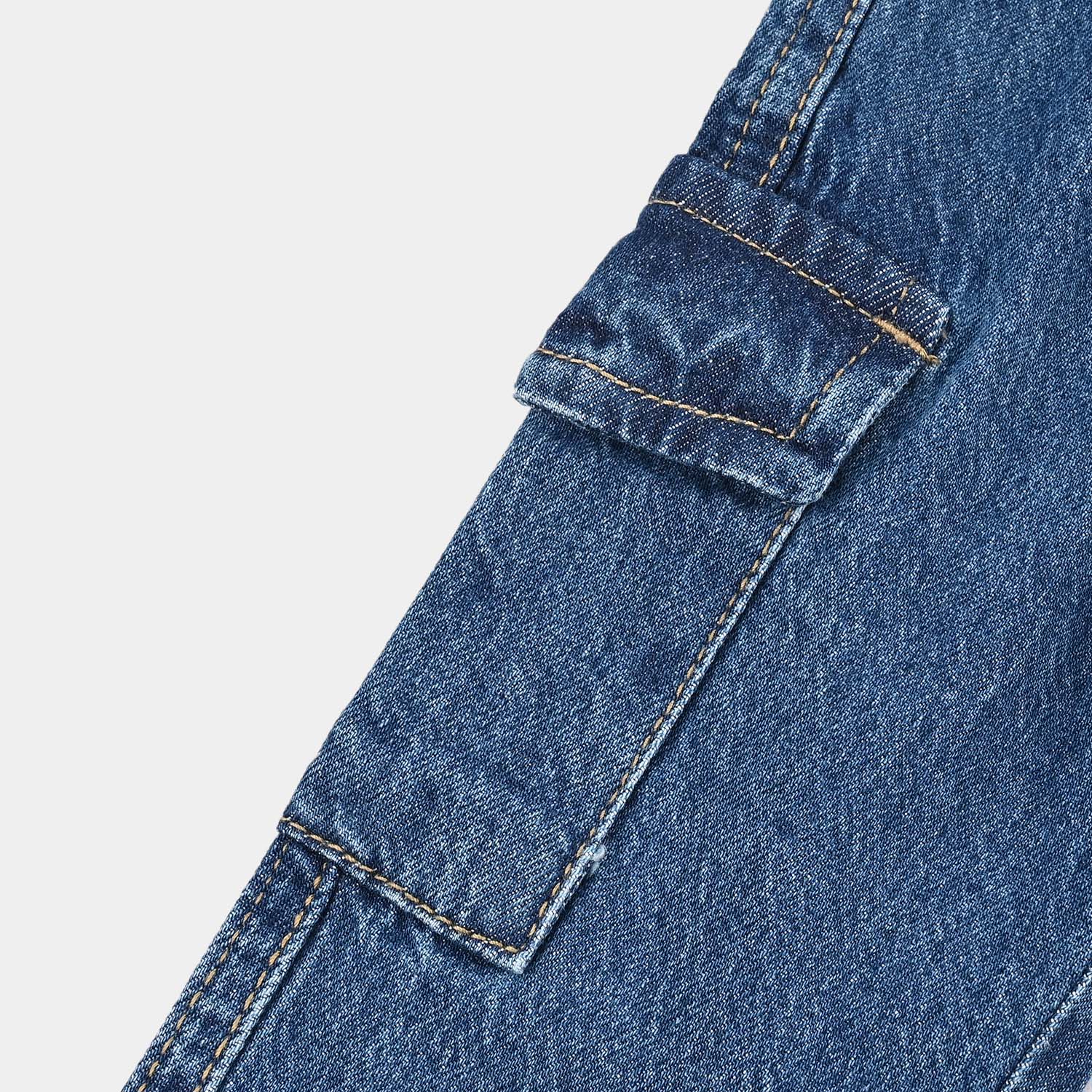 Infant Boys Denim Stretch Pant Cargo - Mid Blue - Image 3