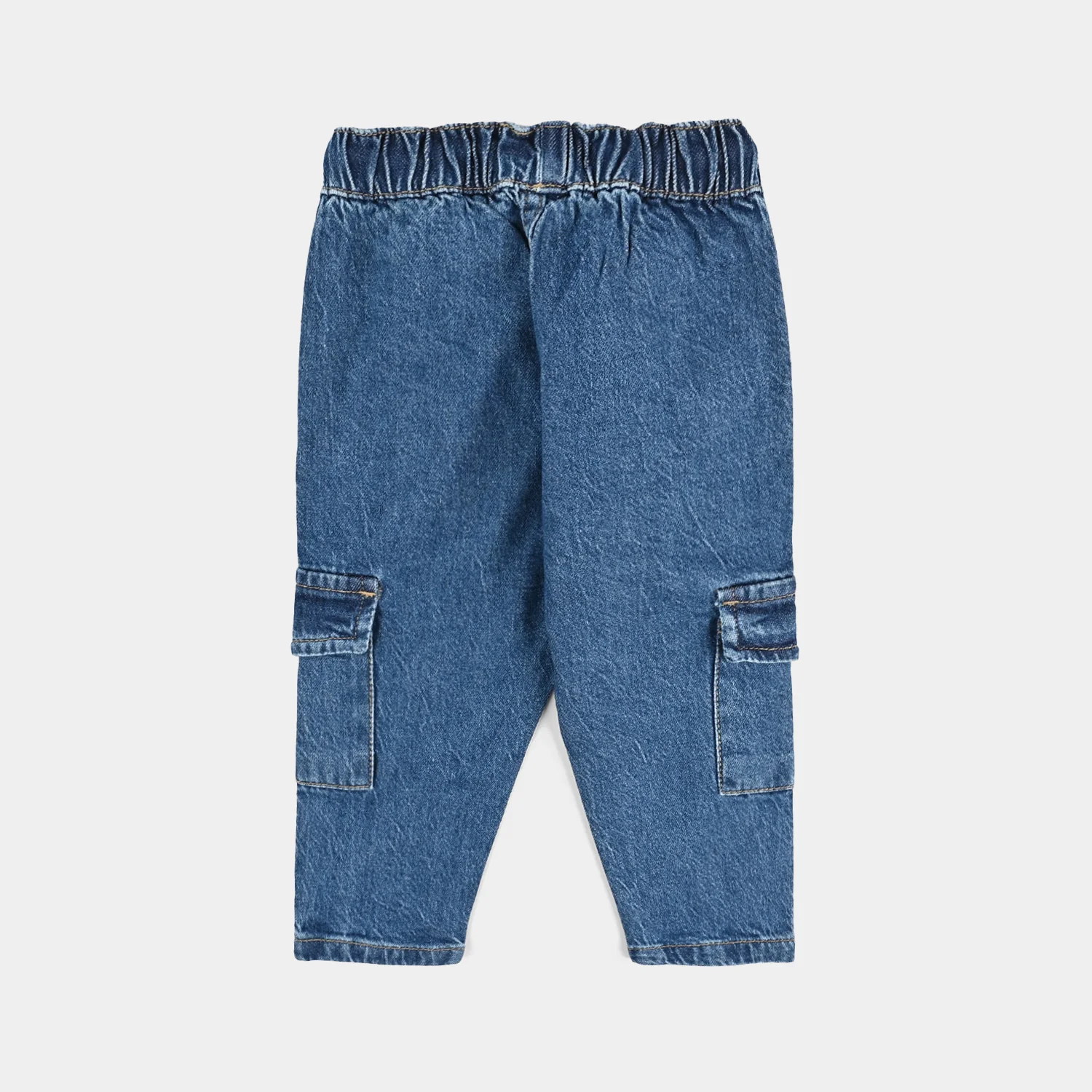 Infant Boys Denim Stretch Pant Cargo - Mid Blue - Image 4