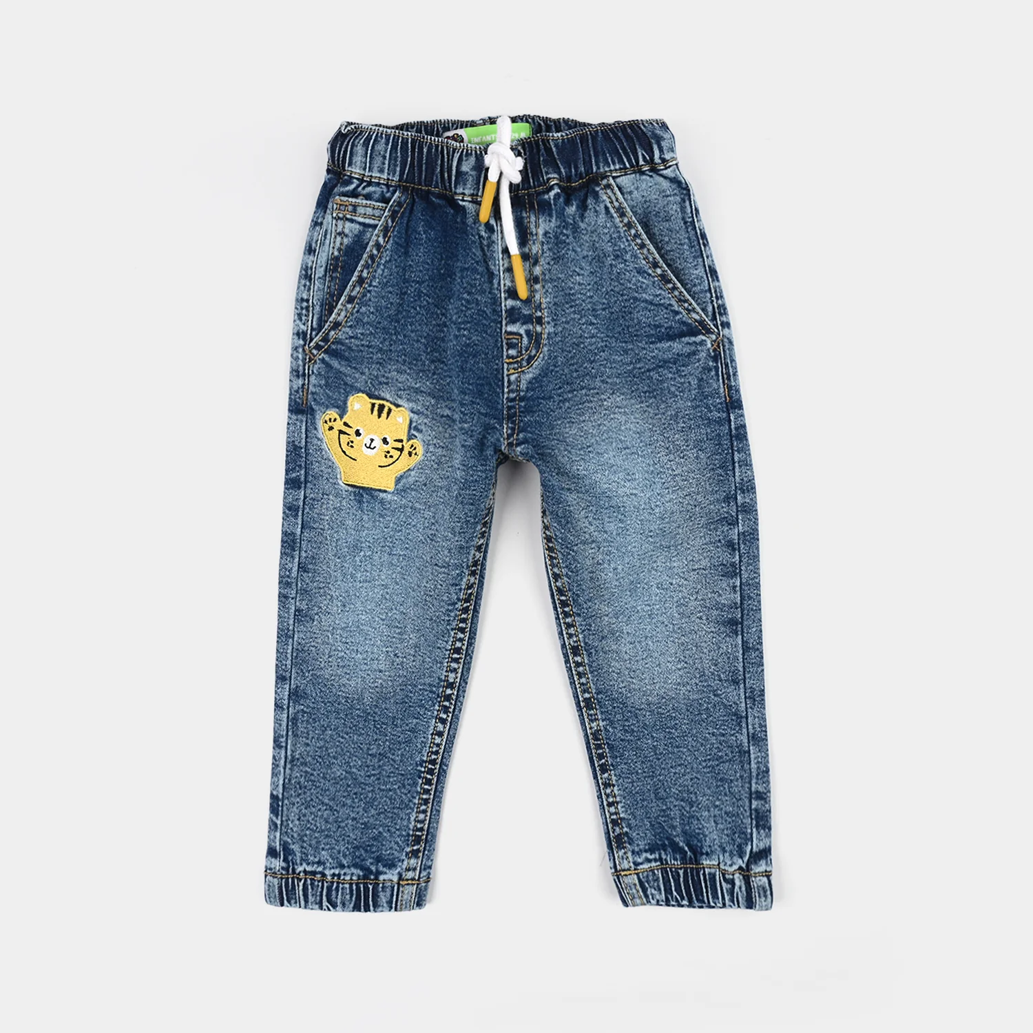 Infant Boys Denim Stretch Pants (Happy) - Mid Blue