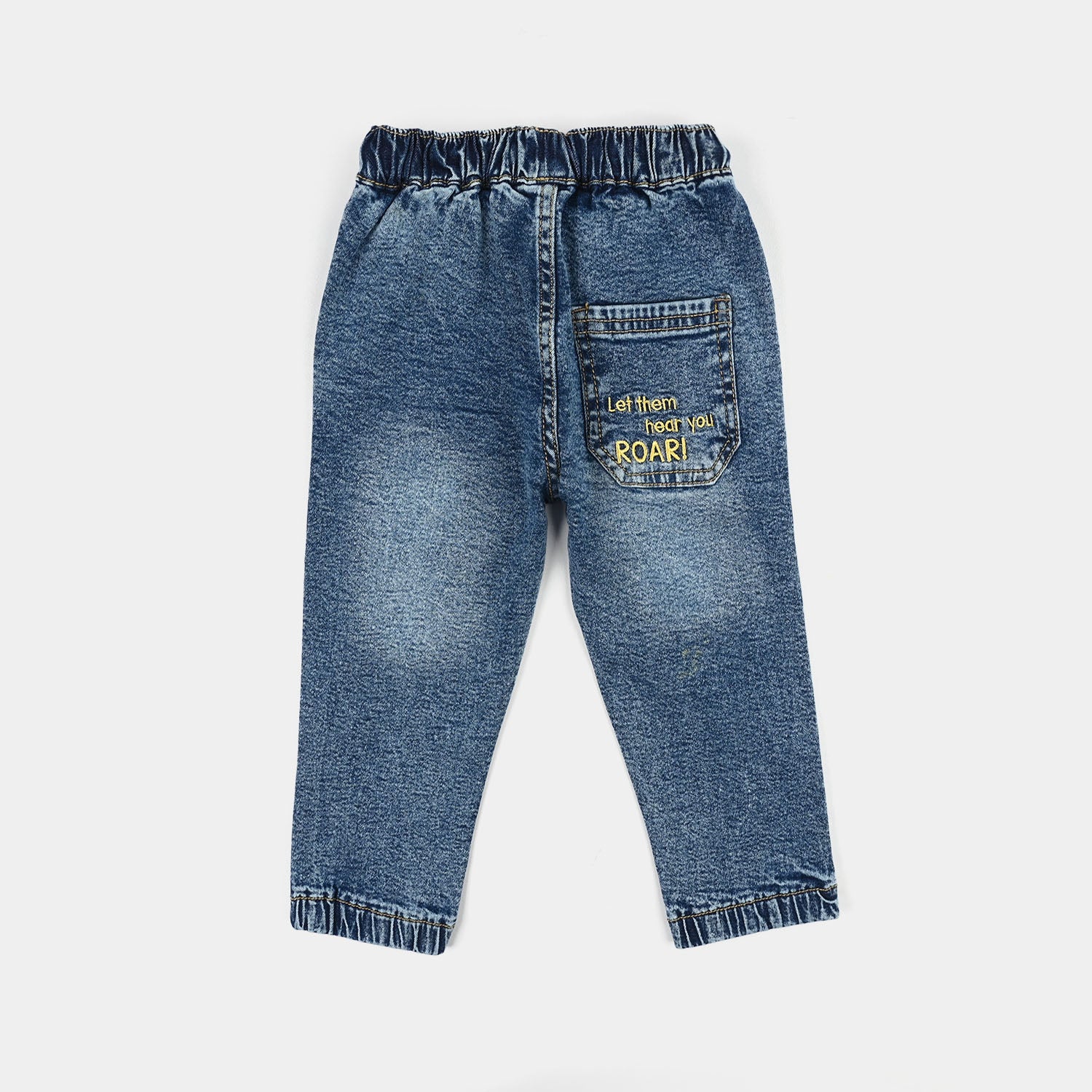 Infant Boys Denim Stretch Pants (Happy) - Mid Blue - Image 4