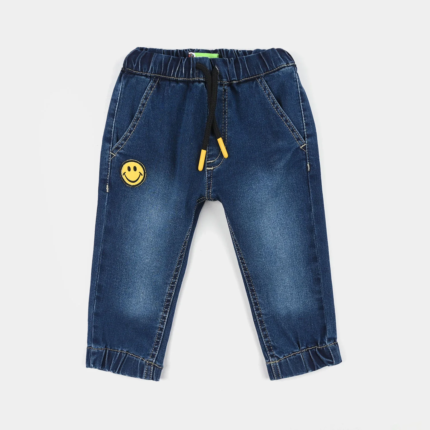 Infant Boys Denim Stretch Pants (Smile) - Mid Blue