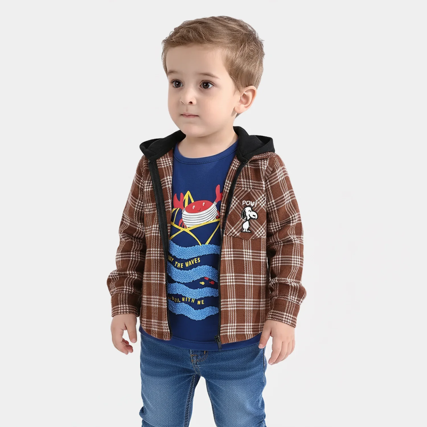 Infant Boys Flannel Shirt-Brown Check - Image 2