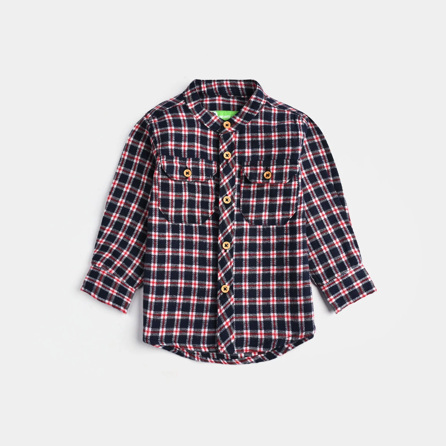 Infant Boys Flannel Shirt-Navy Check