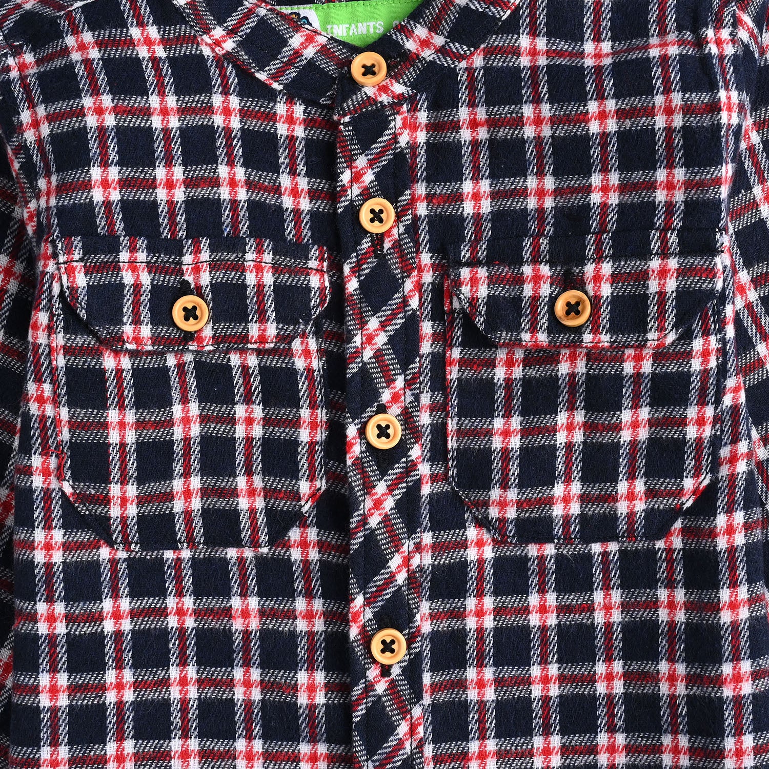 Infant Boys Flannel Shirt-Navy Check - Image 3