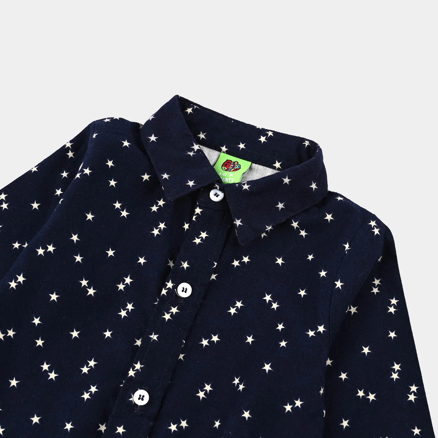 Infant Boys Flannel Woven Romper (Stars) - Navy - Image 2